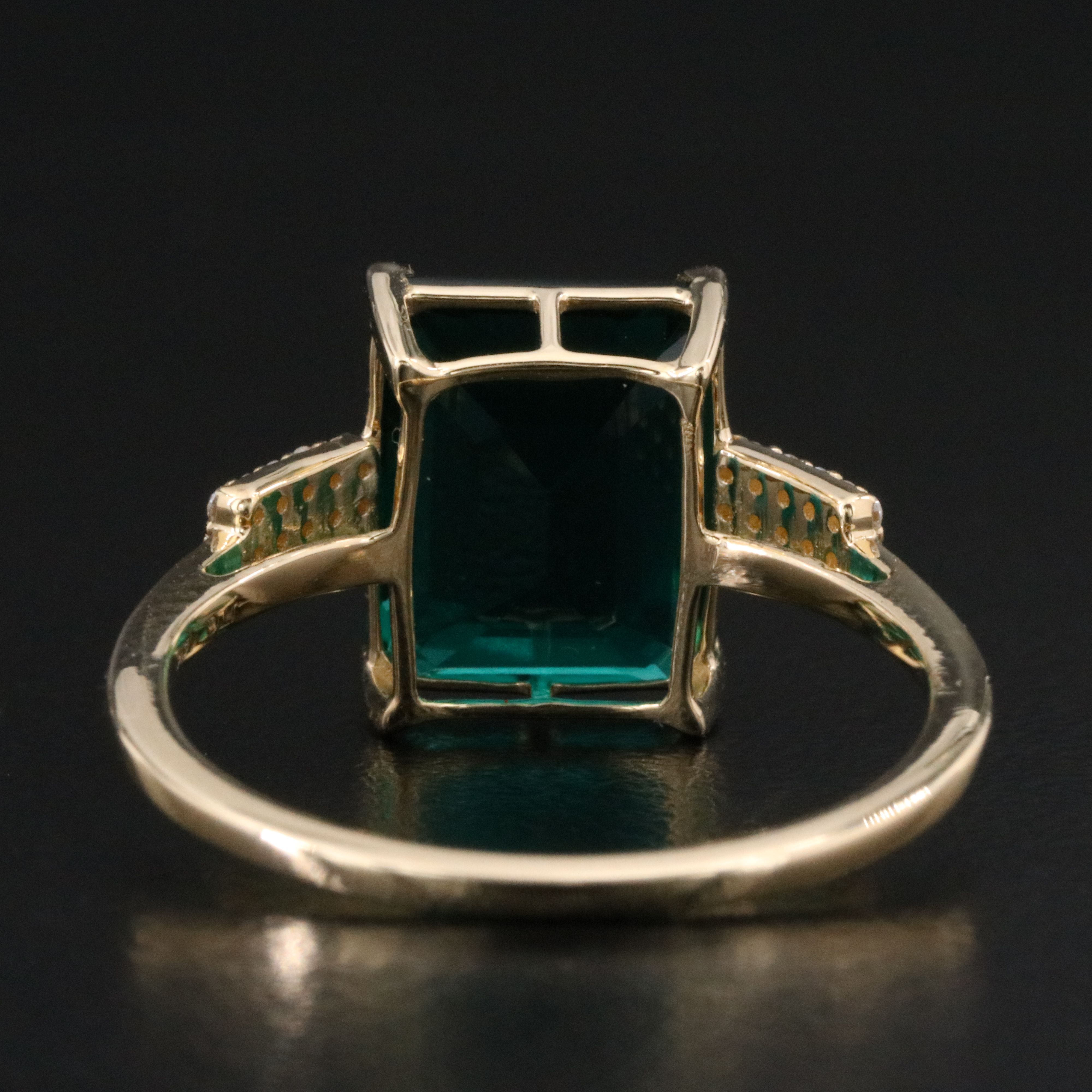 14K 2.86 CT Lab Grown Emerald and Moissanite Ring
