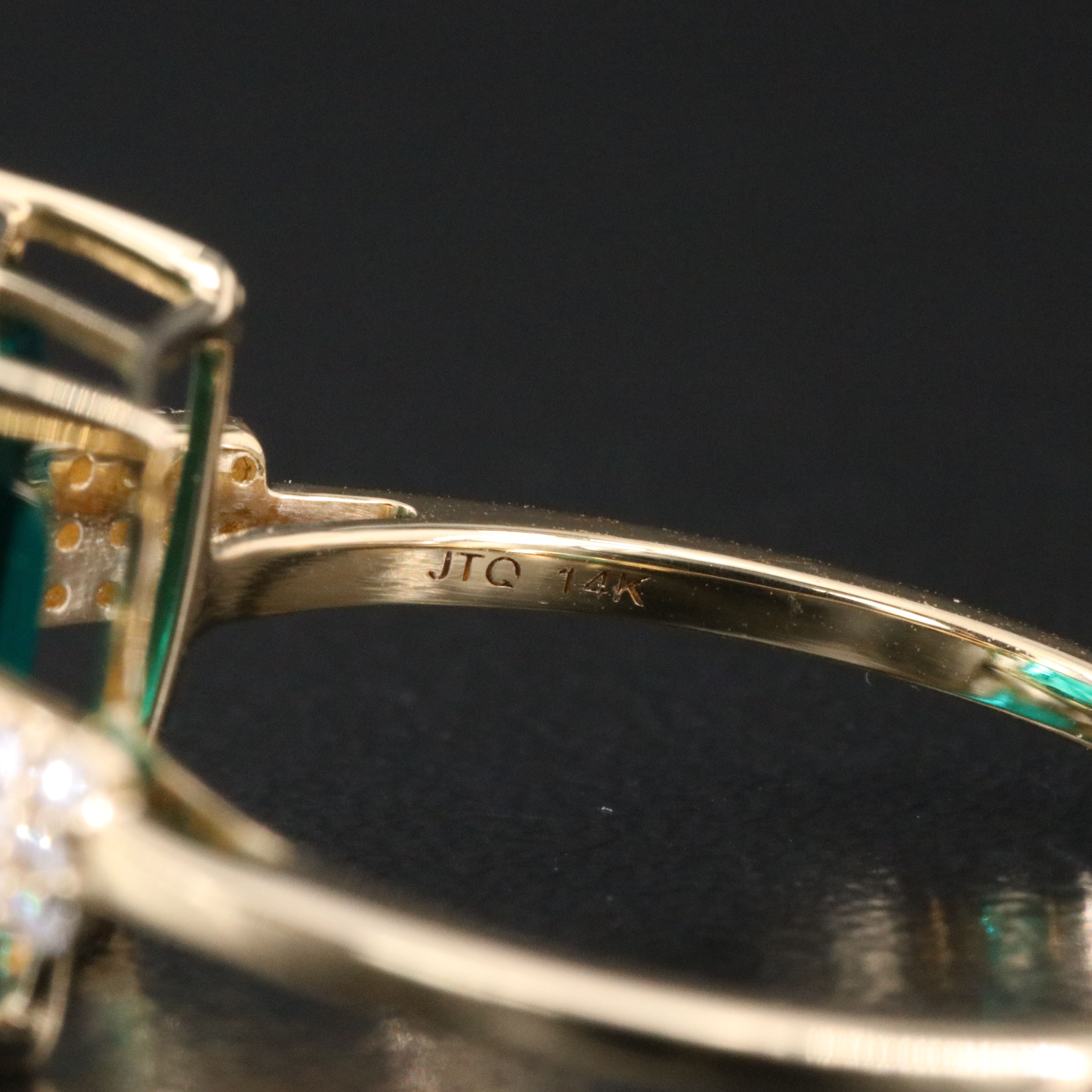 14K 2.86 CT Lab Grown Emerald and Moissanite Ring