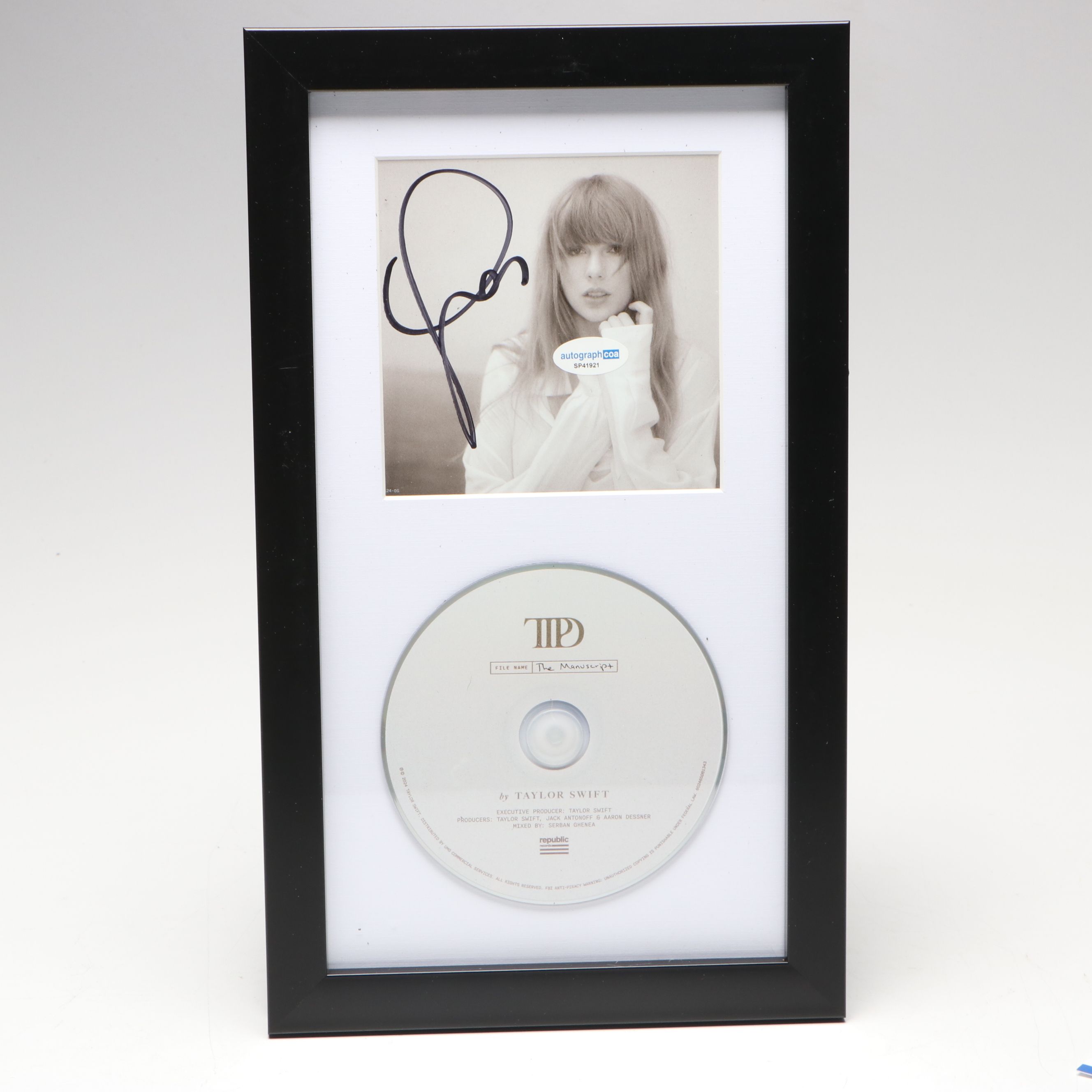 Taylor Swift Signed "The Tortured Poets Department" CD Card in Frame