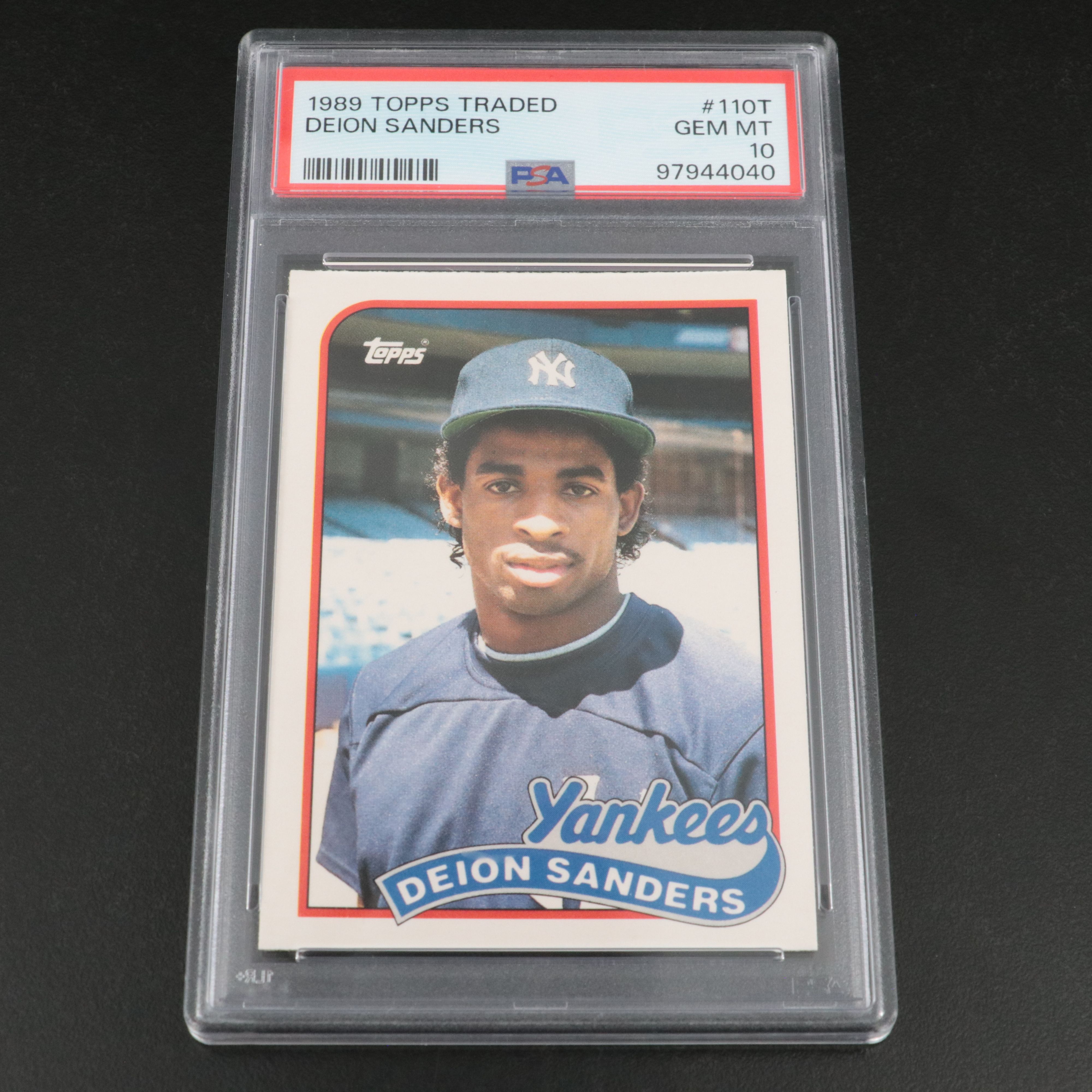 1989 Topps Traded Deion Sanders New York Yankees Rookie Card Graded PSA 10