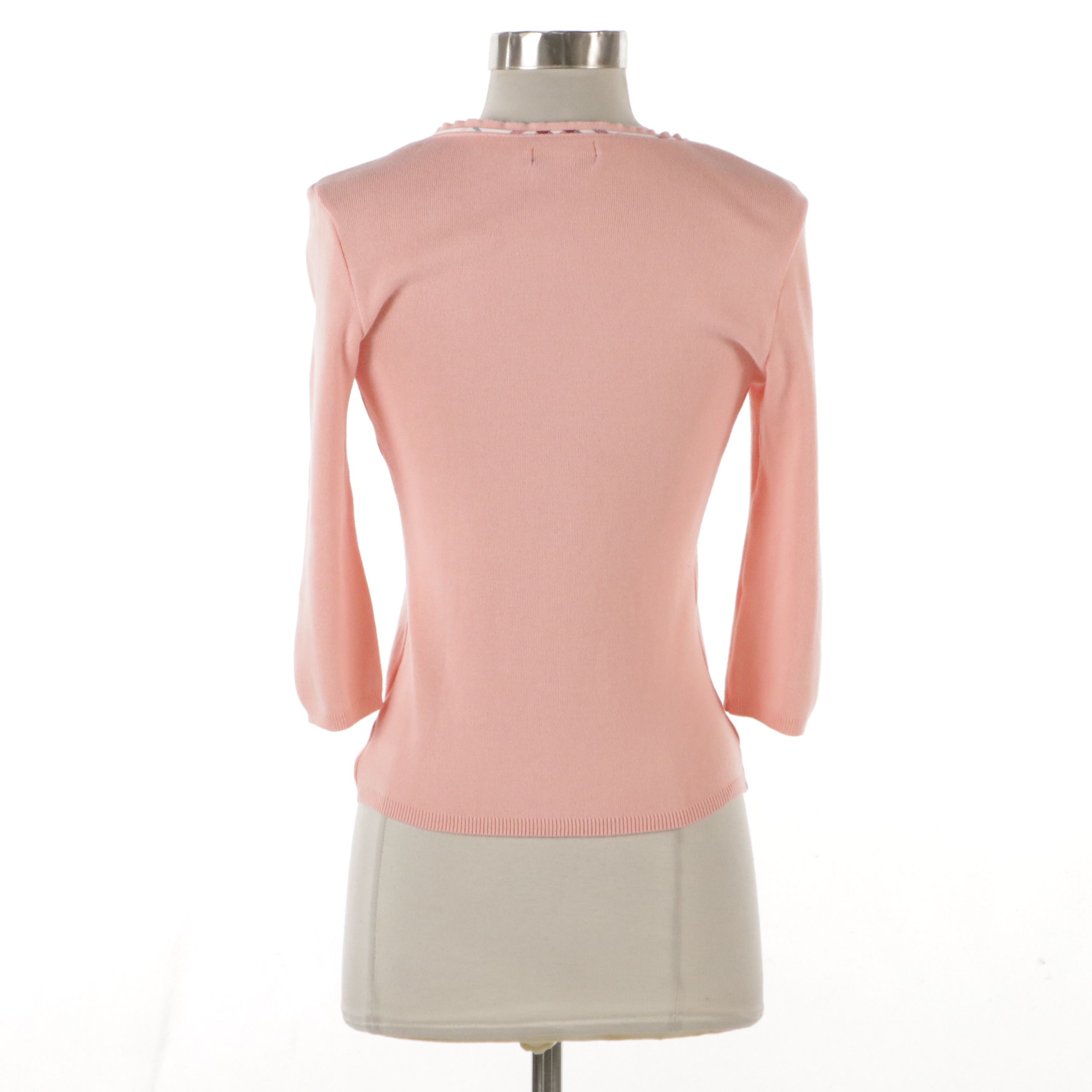 Burberry Blue Label Pink 3/4th Sleeve V-Neck Cardigan