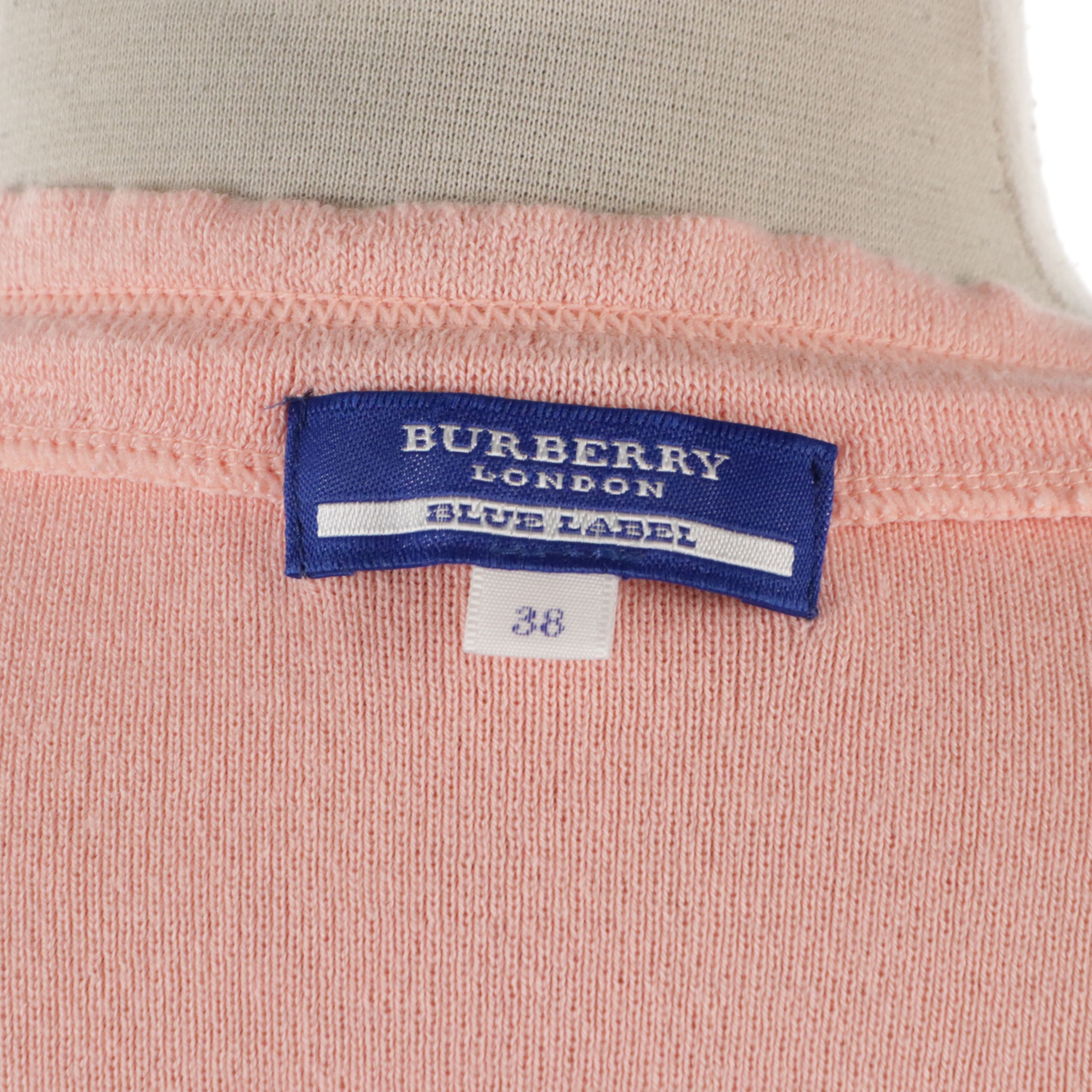 Burberry Blue Label Pink 3/4th Sleeve V-Neck Cardigan