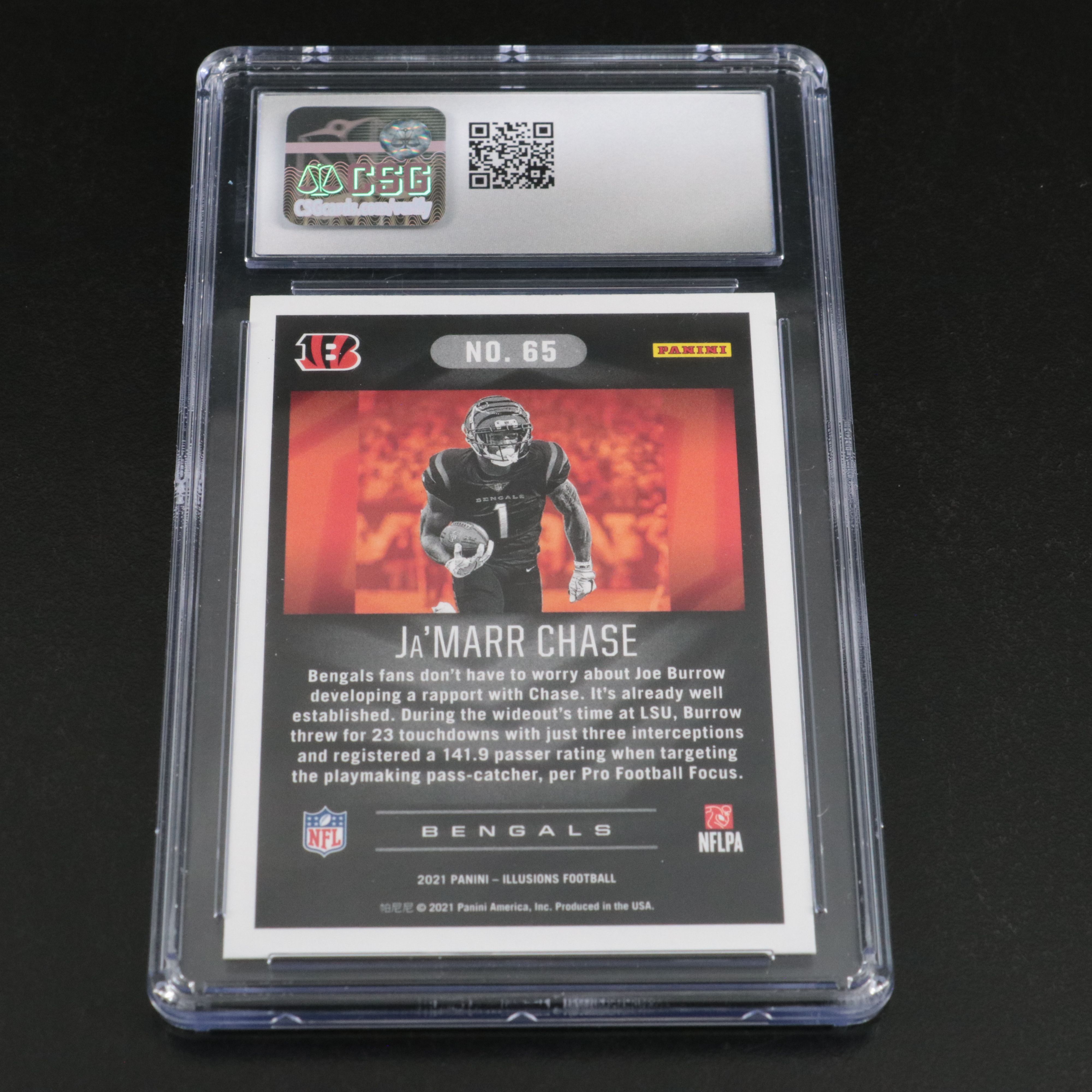 2021 Illusions Ja’Marr Chase Cincinnati Bengals Rookie Card Graded CSG 10