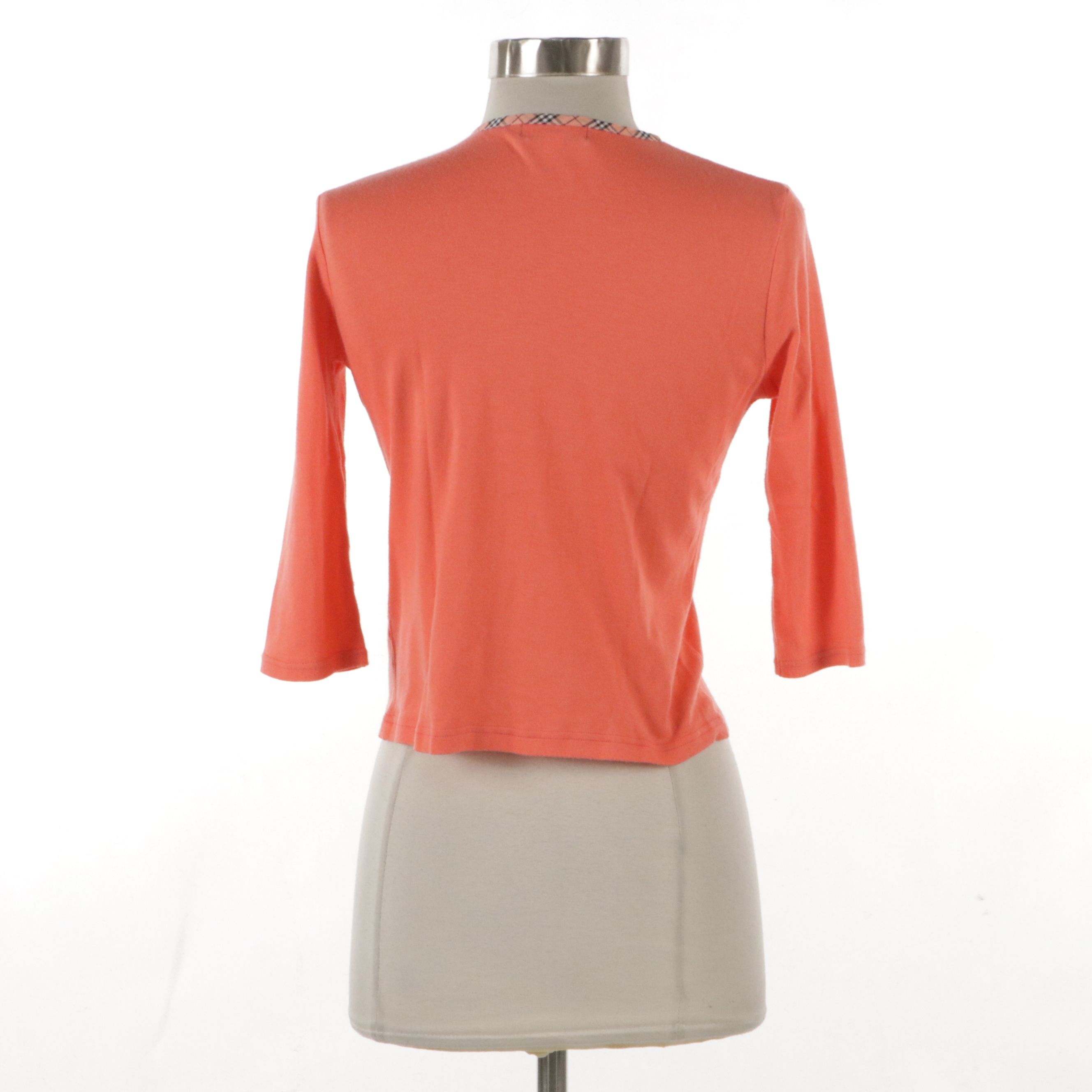 Burberry Blue Label 3/4th Sleeve Button-Front Top in Cotton