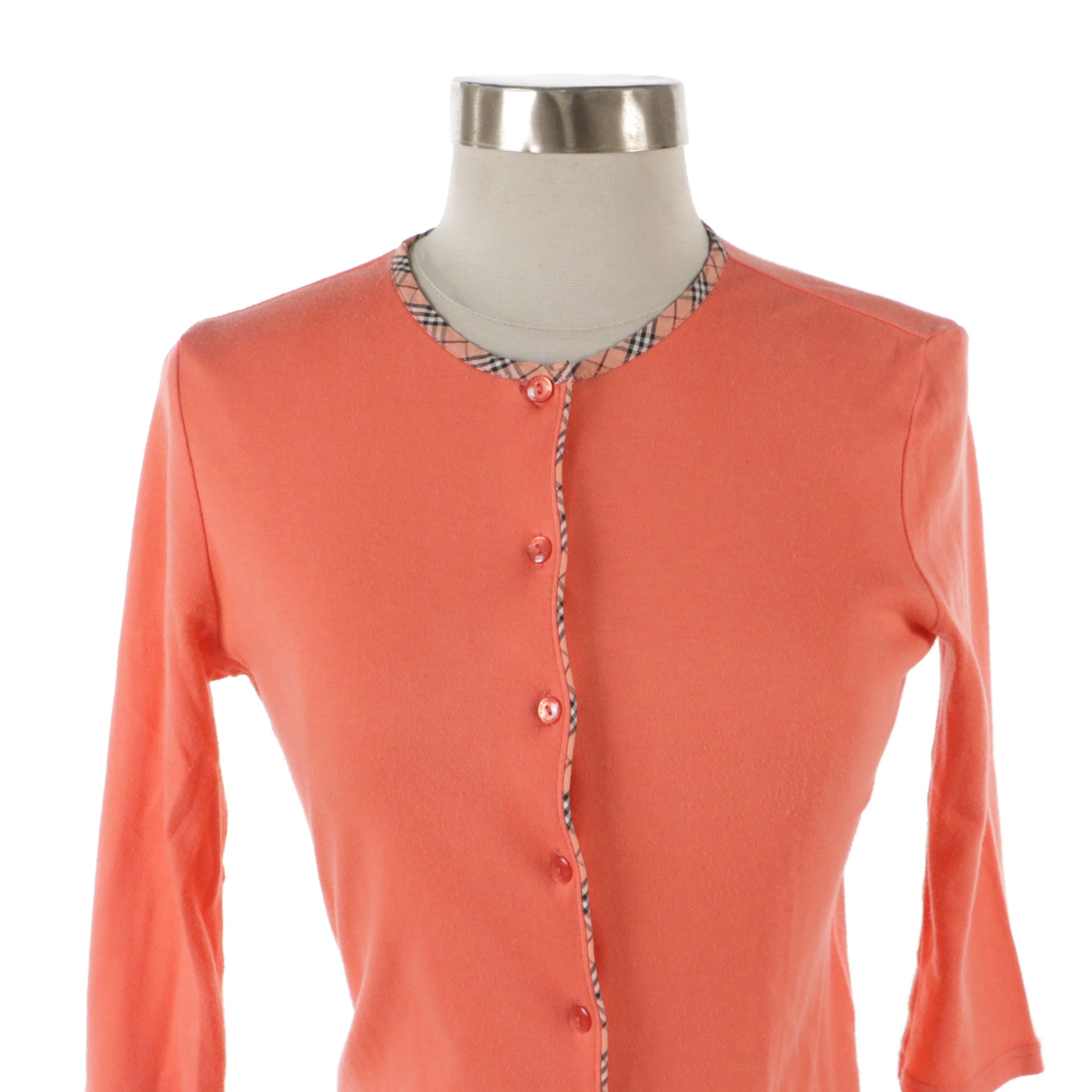 Burberry Blue Label 3/4th Sleeve Button-Front Top in Cotton