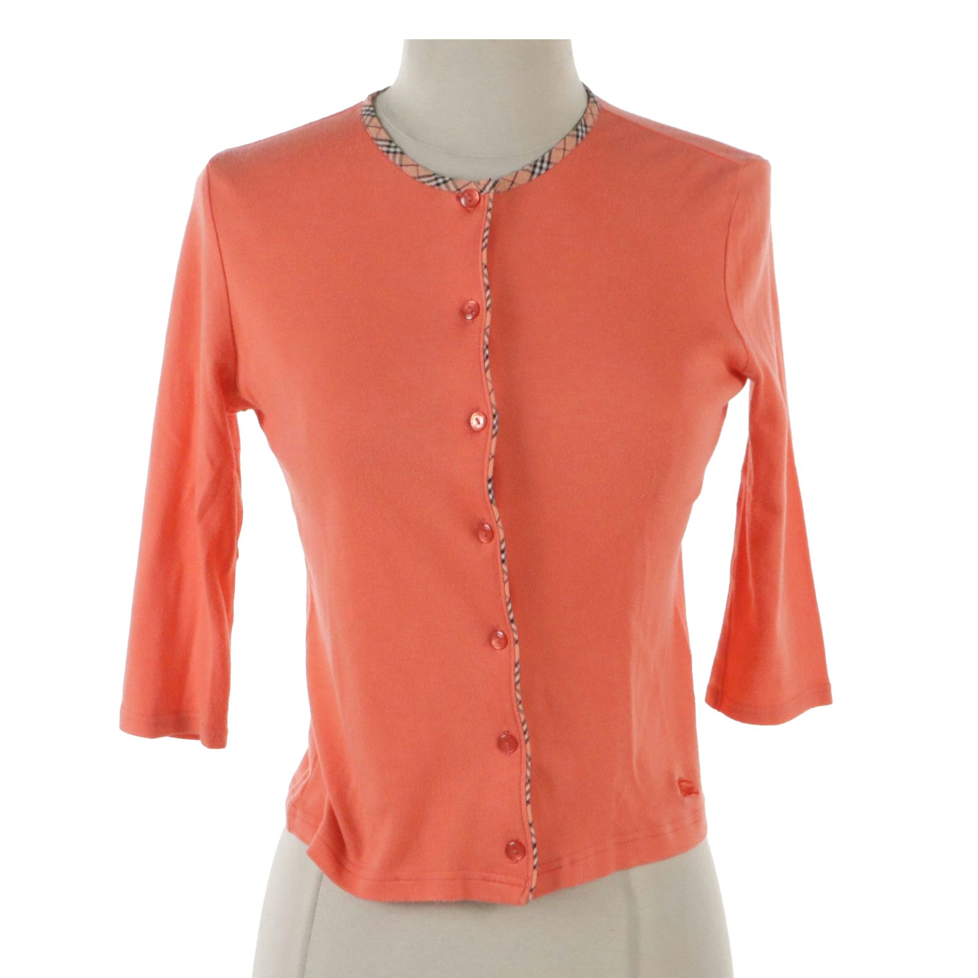 Burberry Blue Label 3/4th Sleeve Button-Front Top in Cotton