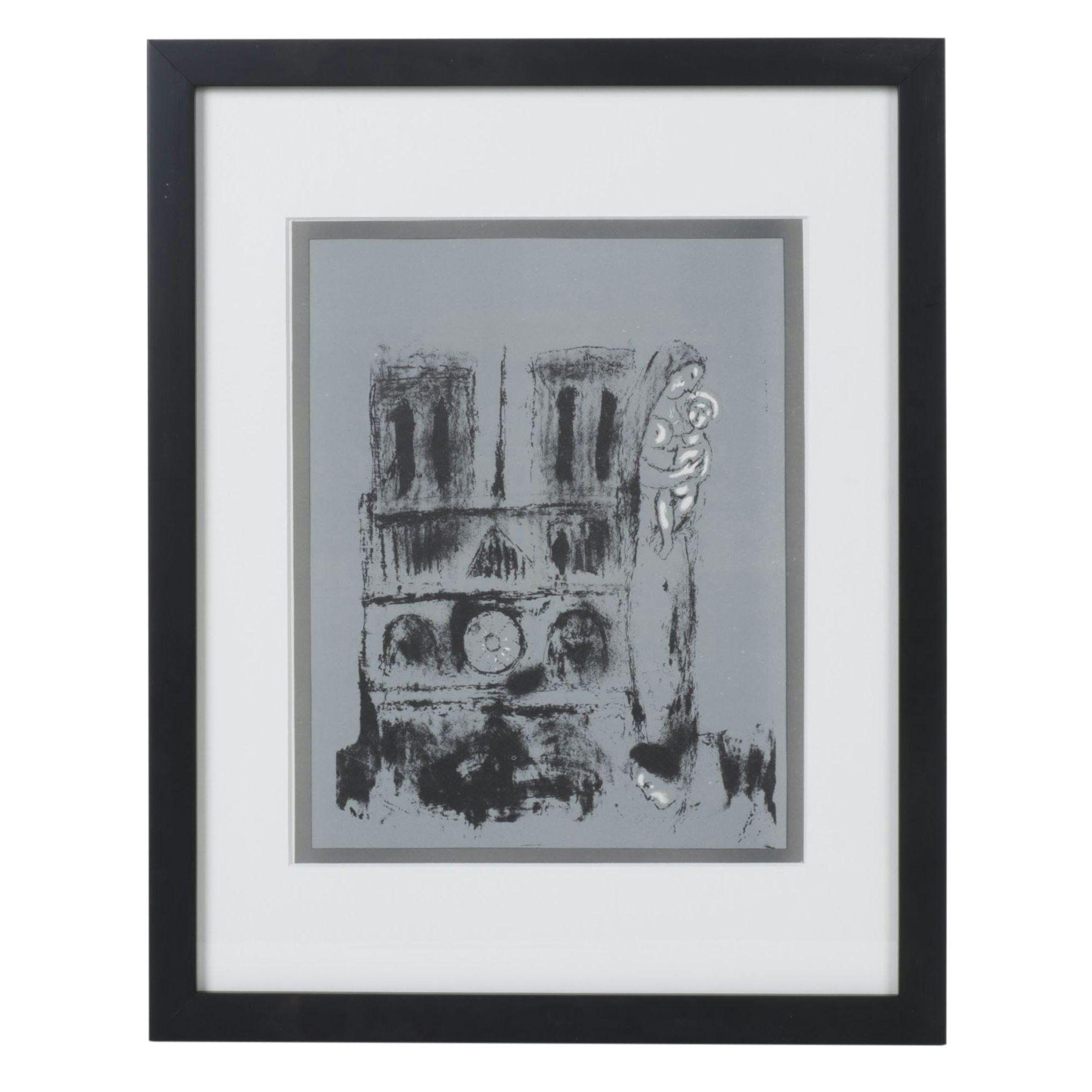 Rotogravure after Marc Chagall "Notre Dame in Grey"