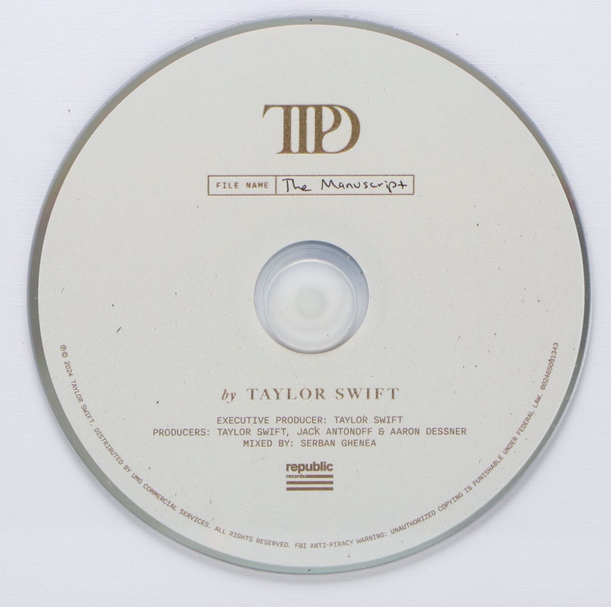 Taylor Swift Signed "The Tortured Poets Department" CD Card in Frame