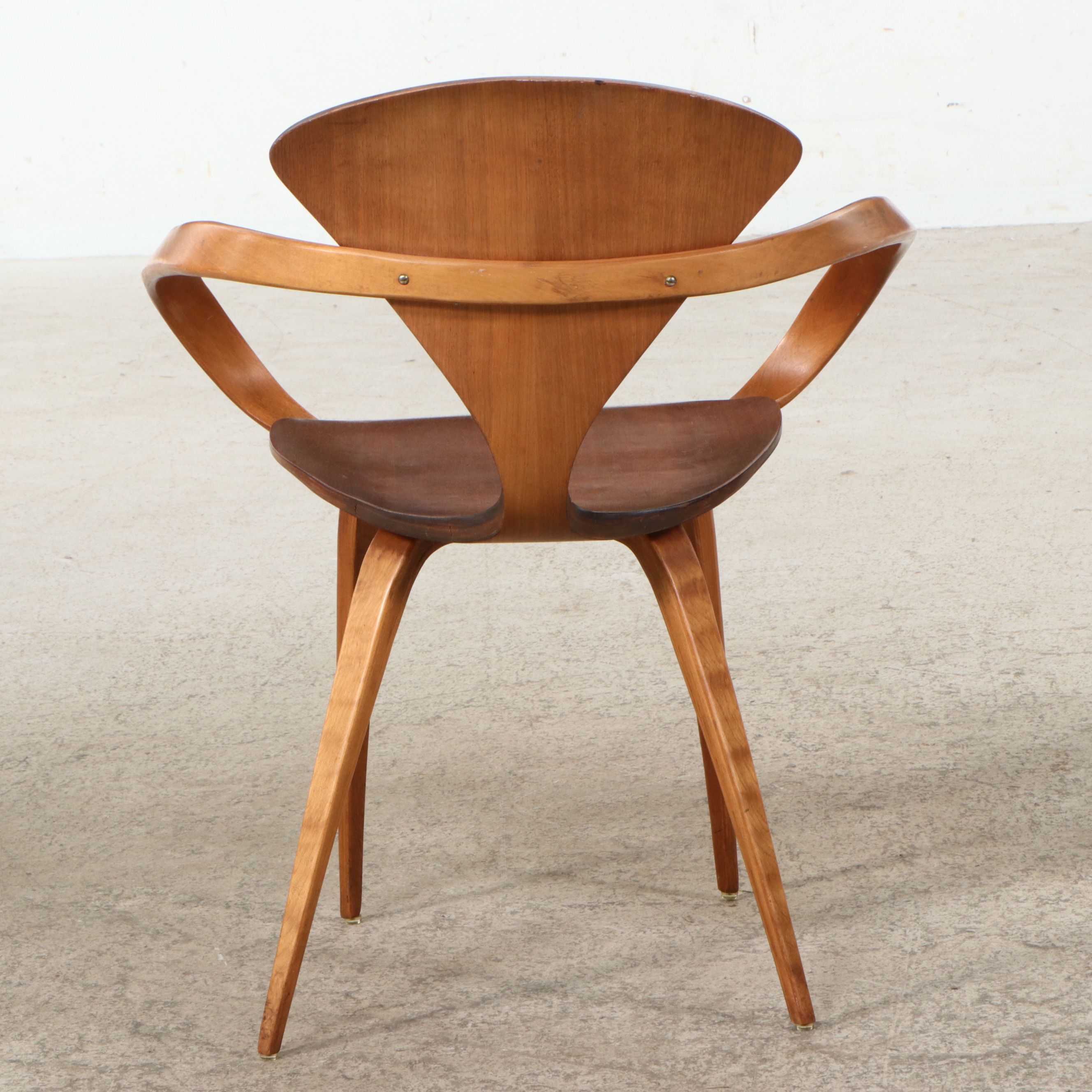Cherner Mid Century Modern Walnut Finish Armchair, Mid to Late 20th C.