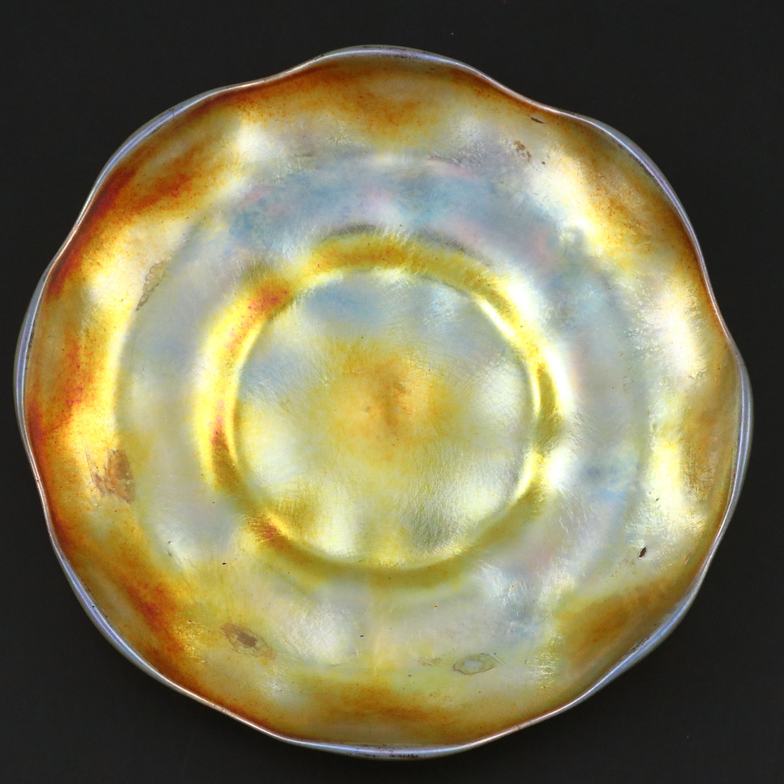 Louis Comfort Tiffany Favrile Glass Finger Bowl and Underplate, Early 20th C.