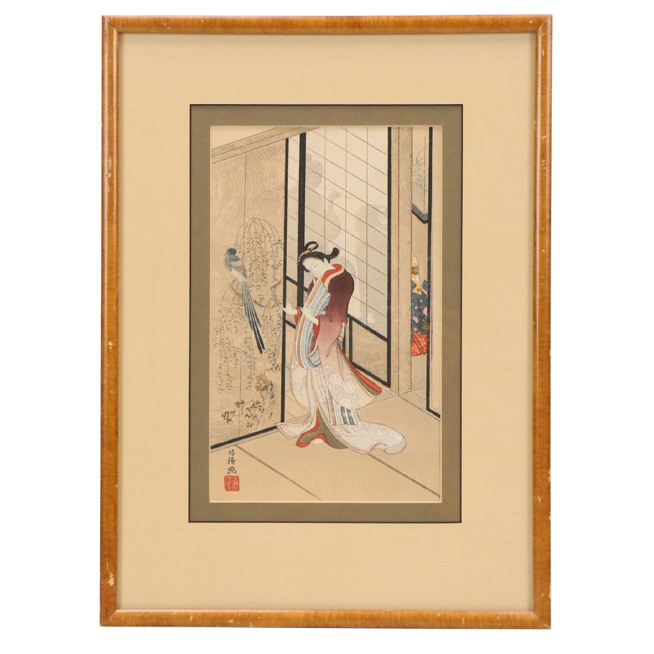 After Morikiyo Ukiyo-e Woodblock "The Gay Quarters," Early 20th Century