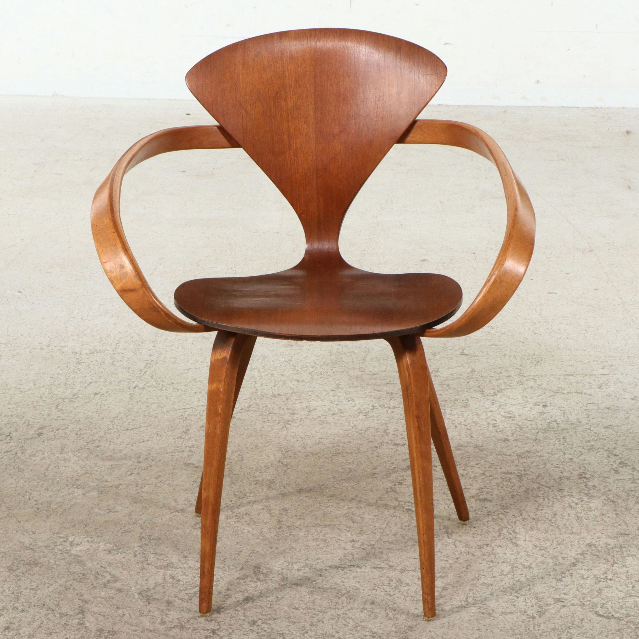 Cherner Mid Century Modern Walnut Finish Armchair, Mid to Late 20th C.