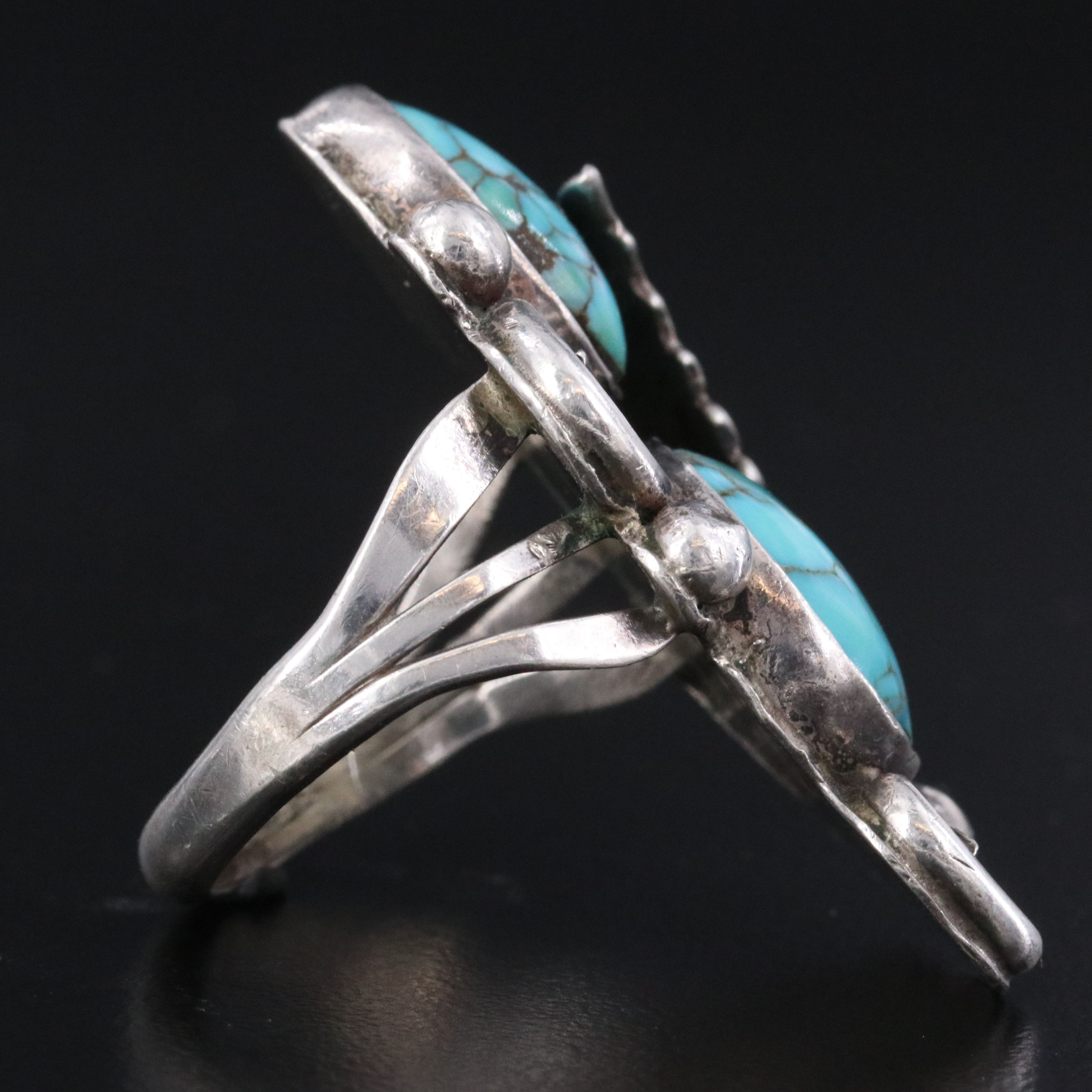 Southwestern Sterling Turquoise Pointer Ring