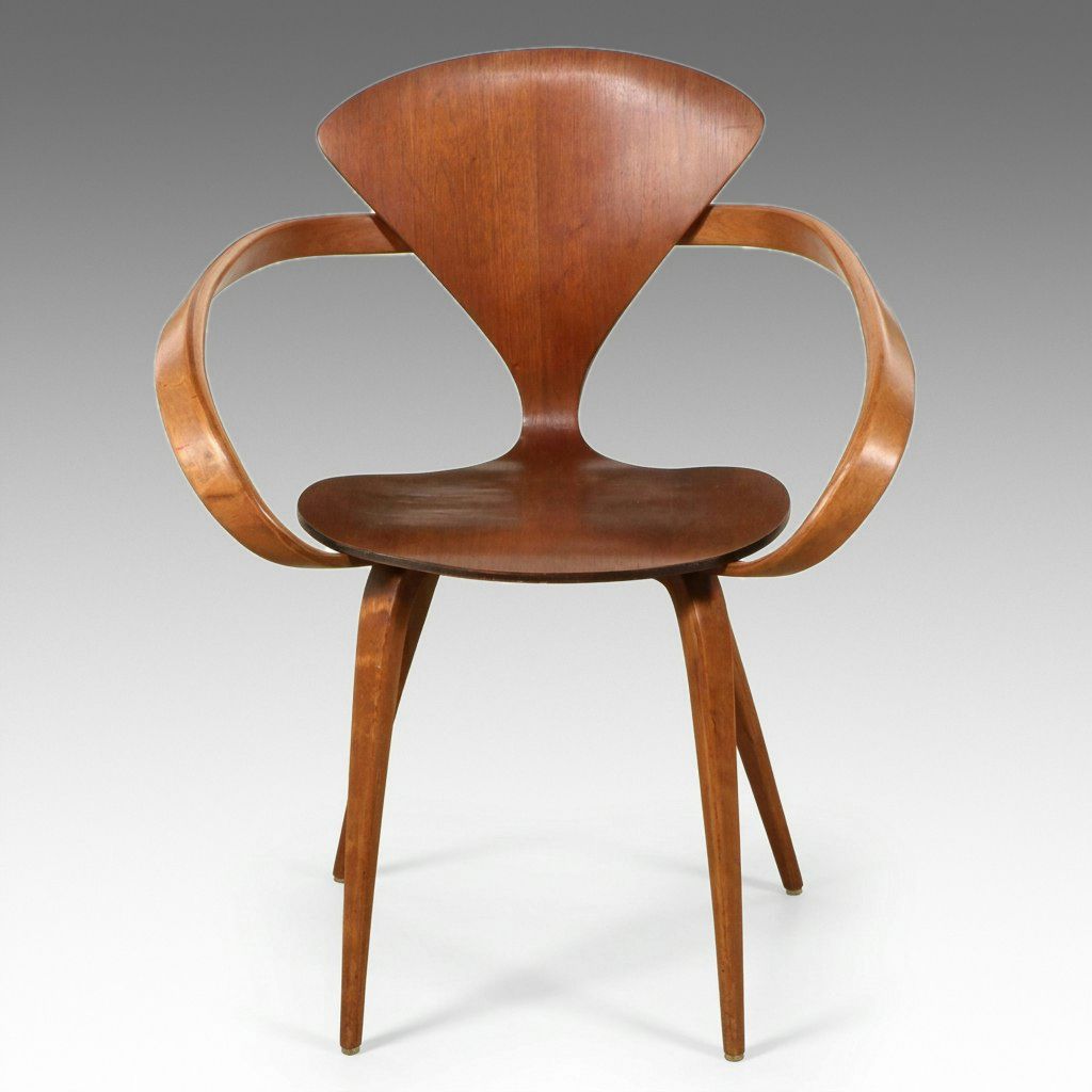 Cherner Mid Century Modern Walnut Finish Armchair, Mid to Late 20th C.