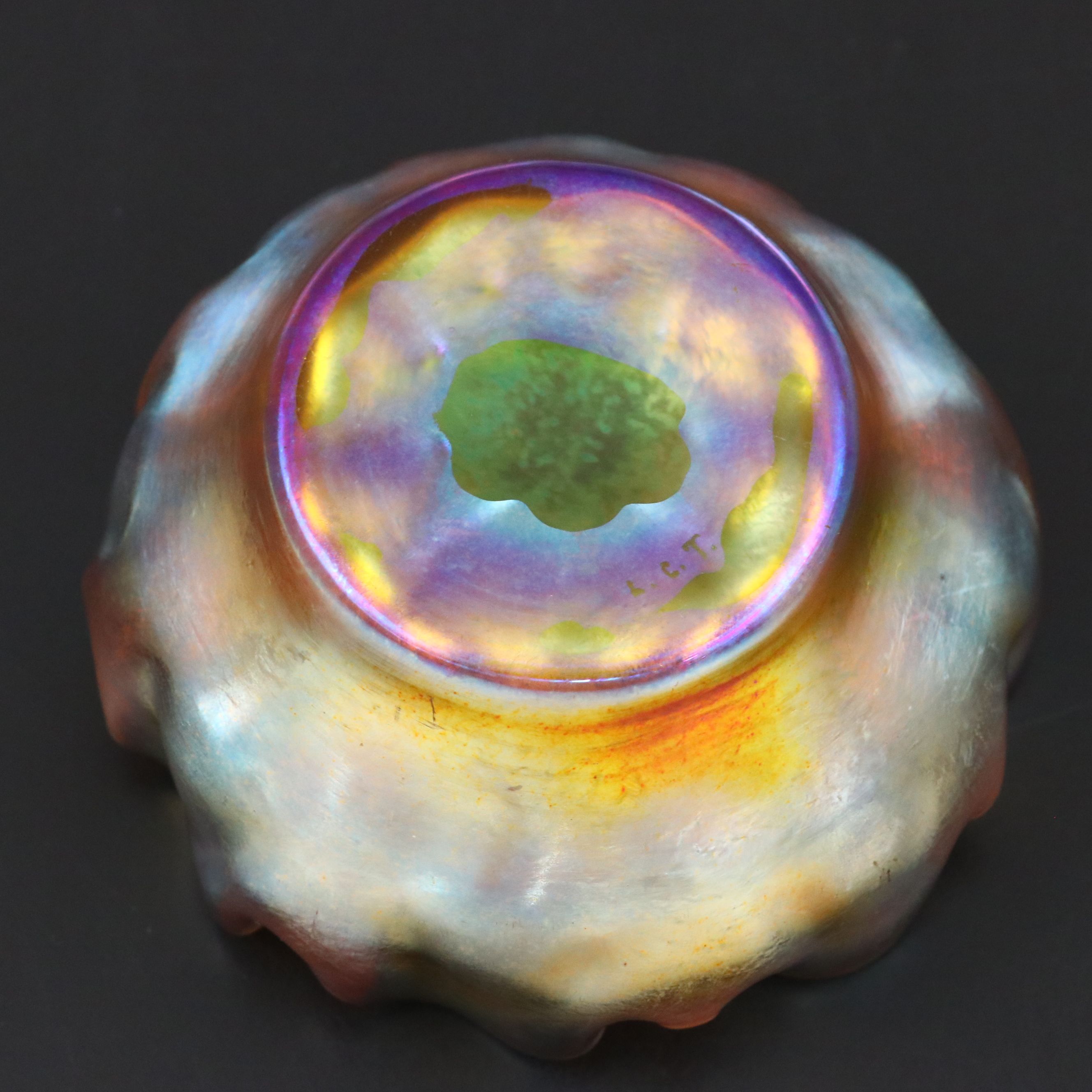 Louis Comfort Tiffany Favrile Art Glass Bowl and Underplate, Early 20th Century