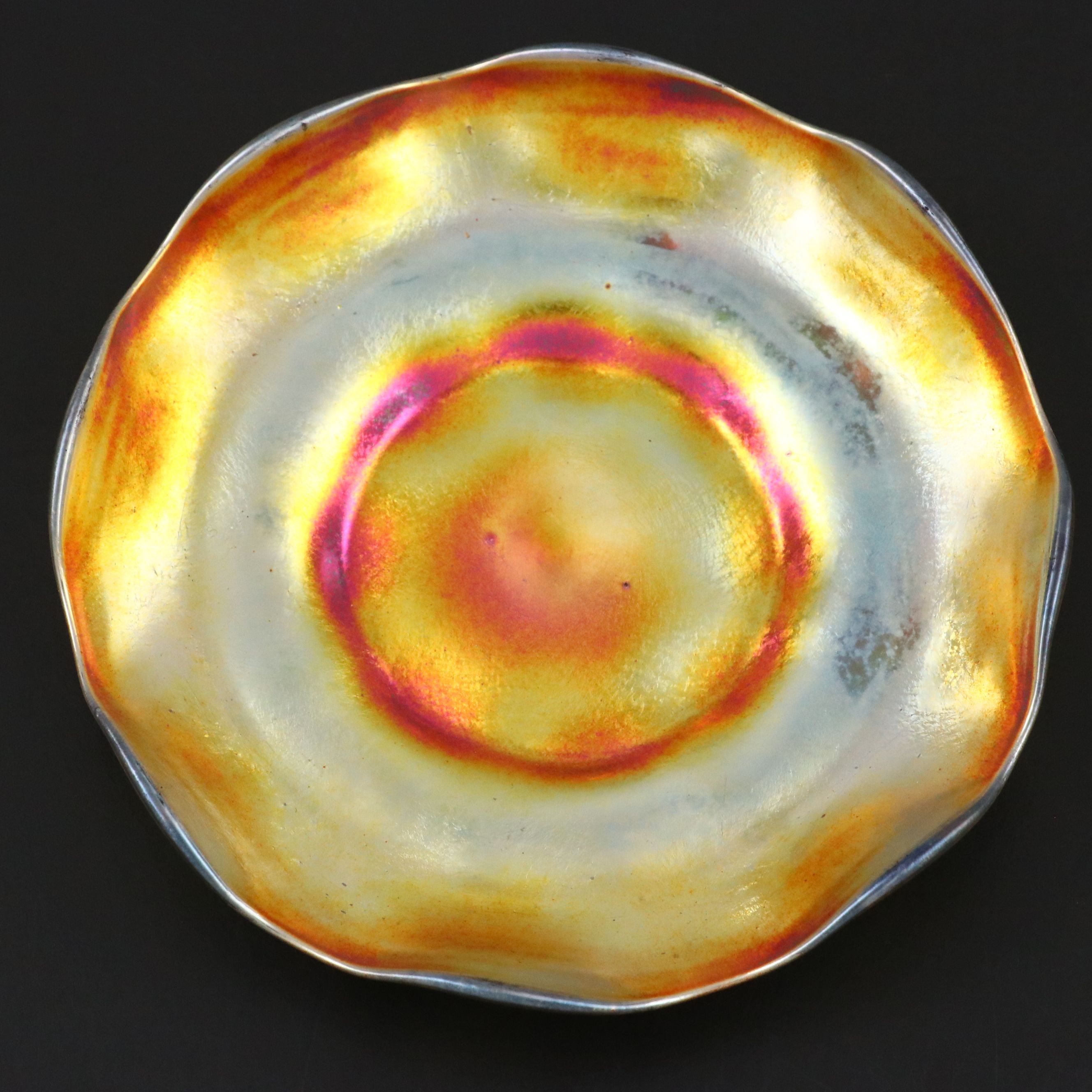 Louis Comfort Tiffany Favrile Art Glass Bowl and Underplate, Early 20th Century
