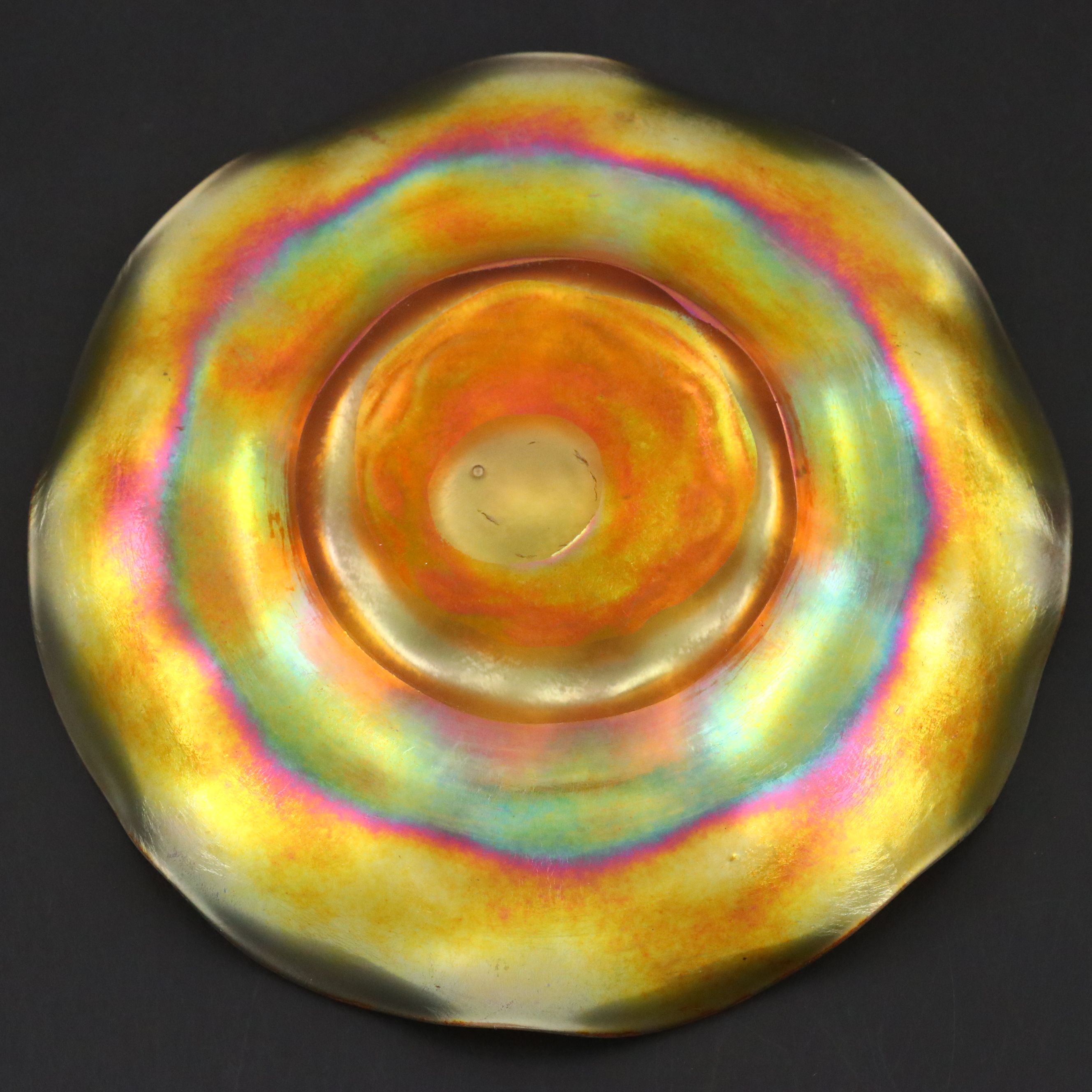 Louis Comfort Tiffany Favrile Art Glass Bowl and Underplate, Early 20th Century