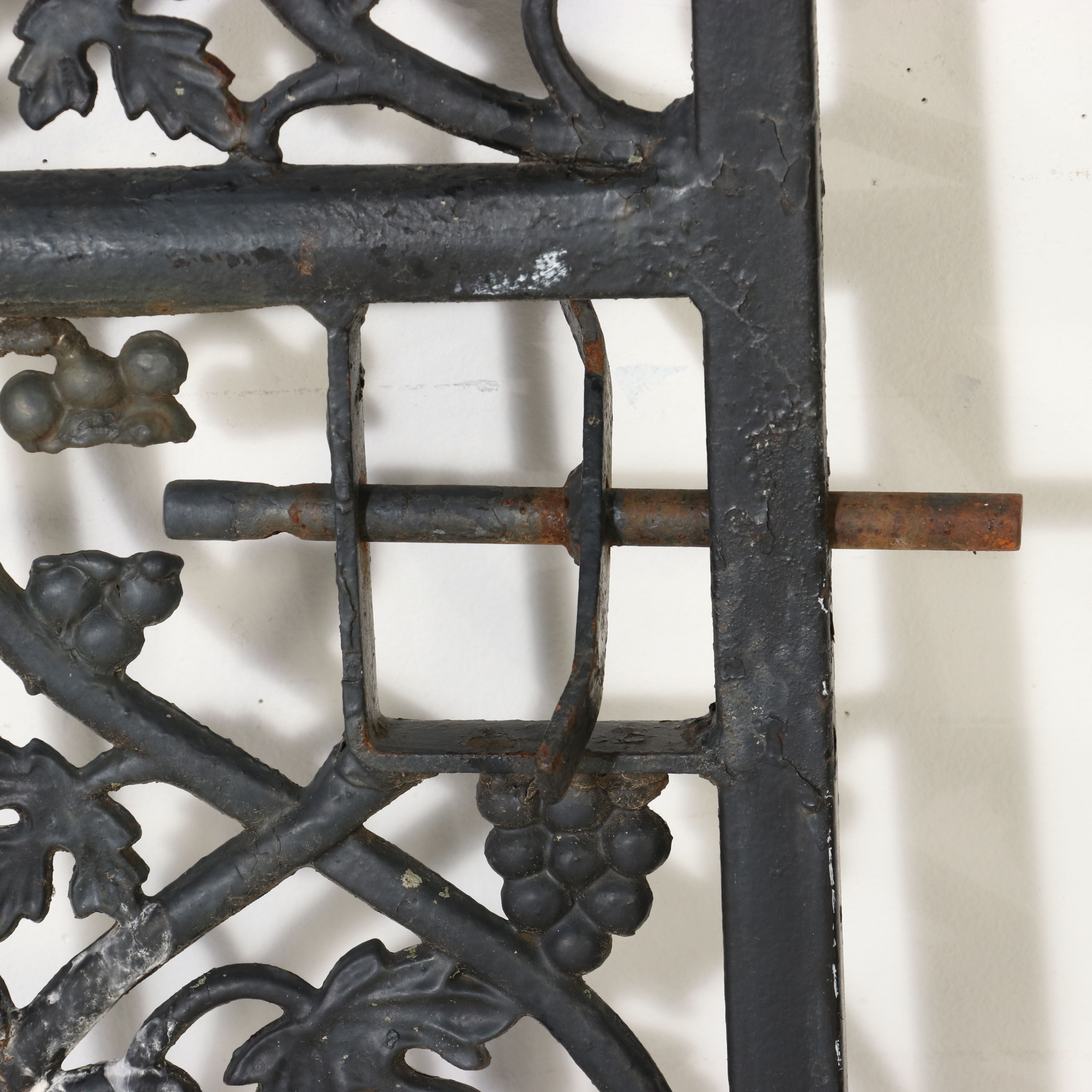 Victorian Style Scrolled Wrought Iron Garden Gate with Grape Vine Motif