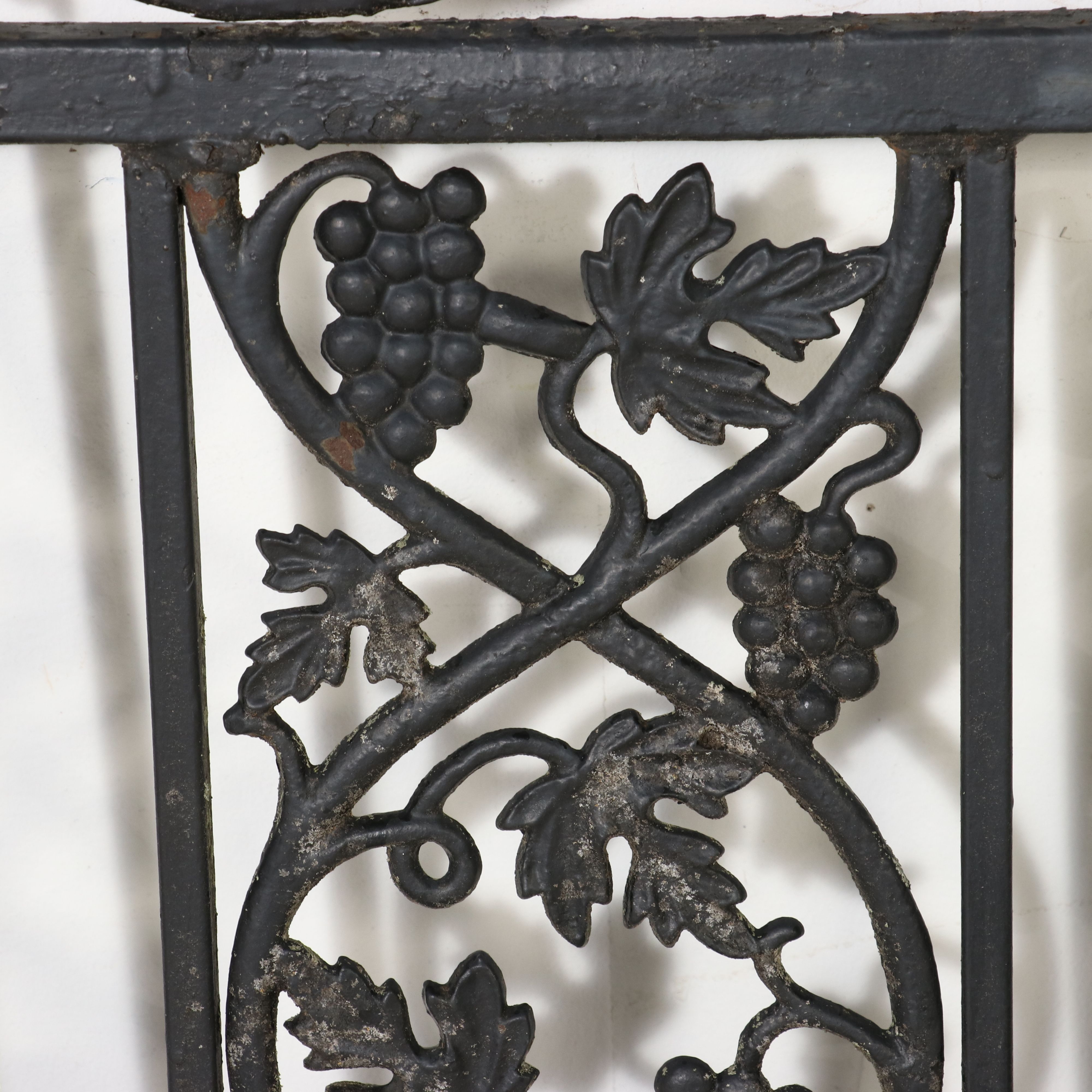Victorian Style Scrolled Wrought Iron Garden Gate with Grape Vine Motif