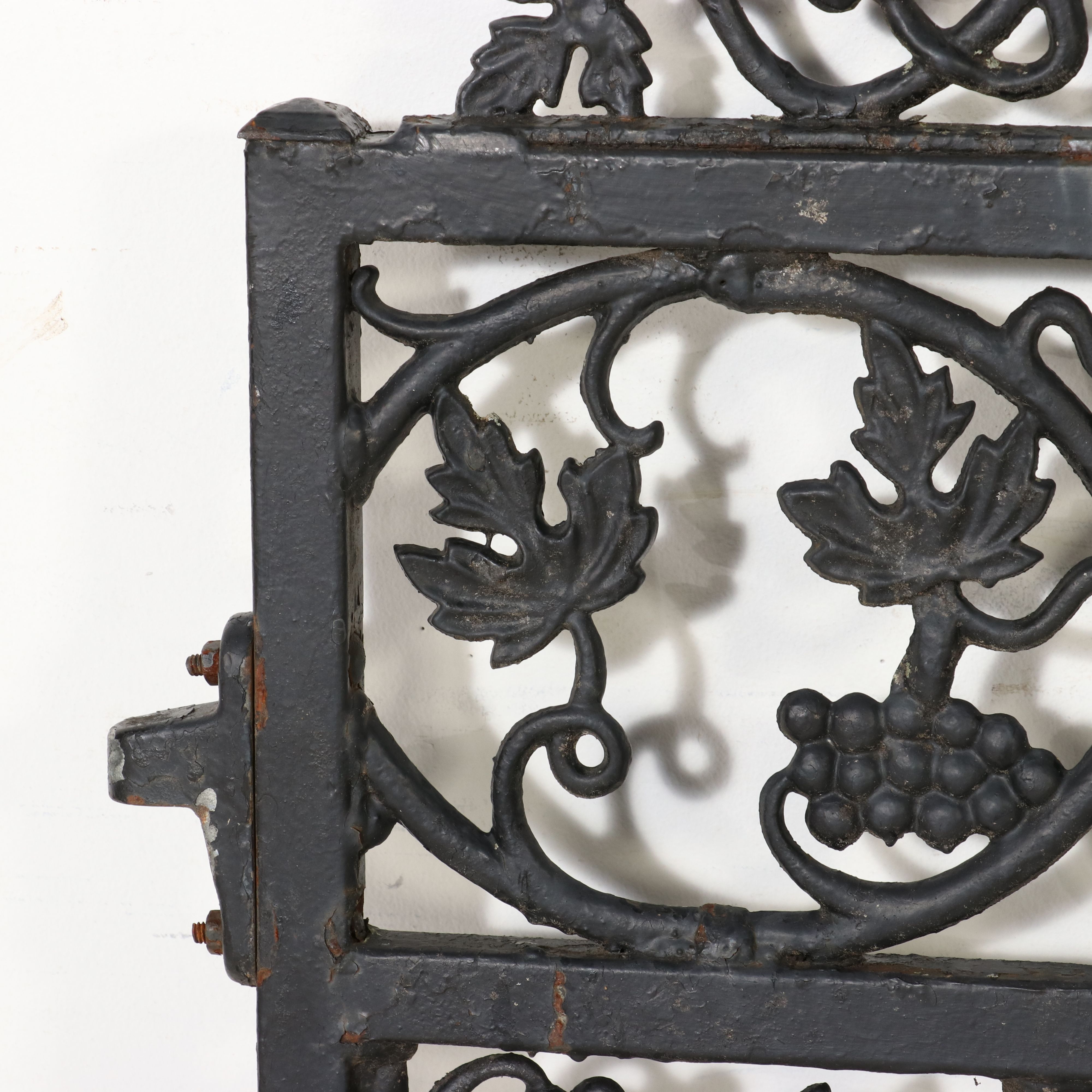 Victorian Style Scrolled Wrought Iron Garden Gate with Grape Vine Motif