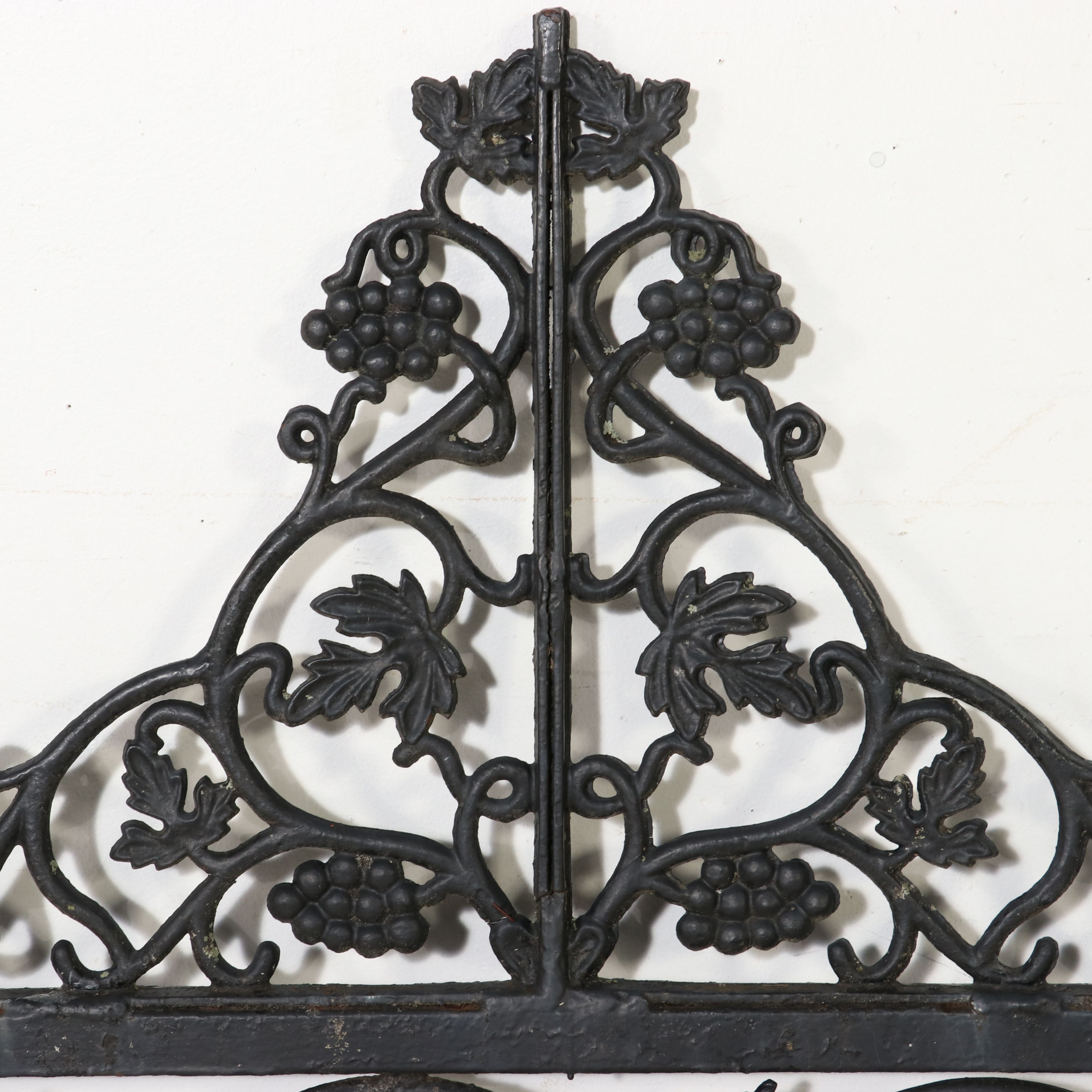 Victorian Style Scrolled Wrought Iron Garden Gate with Grape Vine Motif