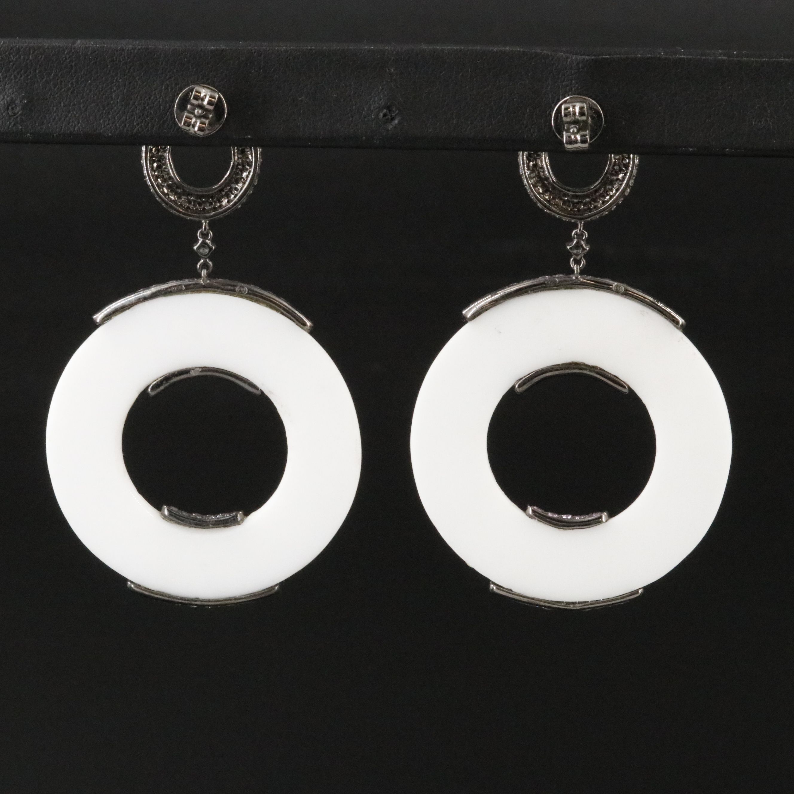 Sterling White Onyx, Pink Sapphire, and White Topaz Drop Earrings