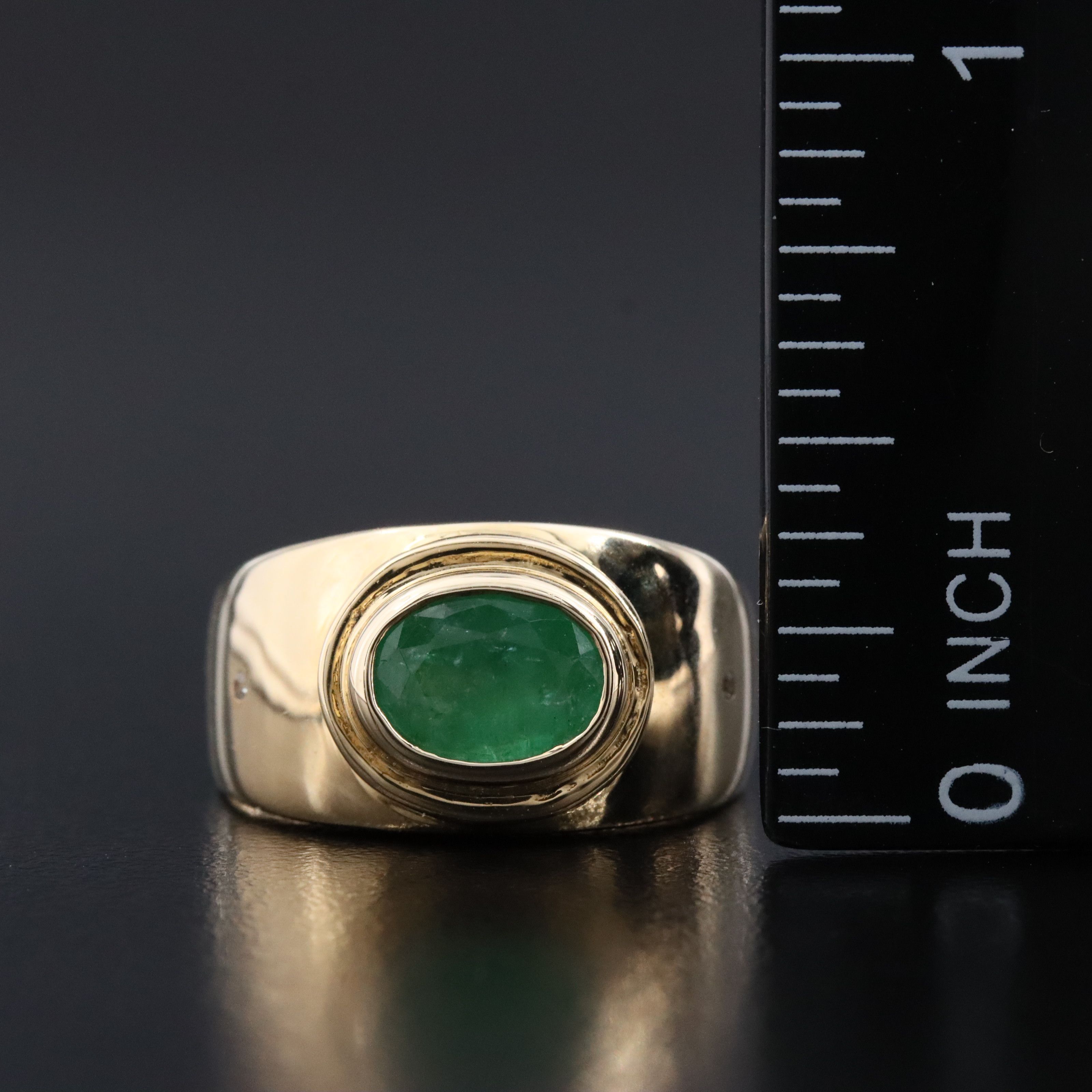 9K Emerald East-West Ring with Zircon Accents