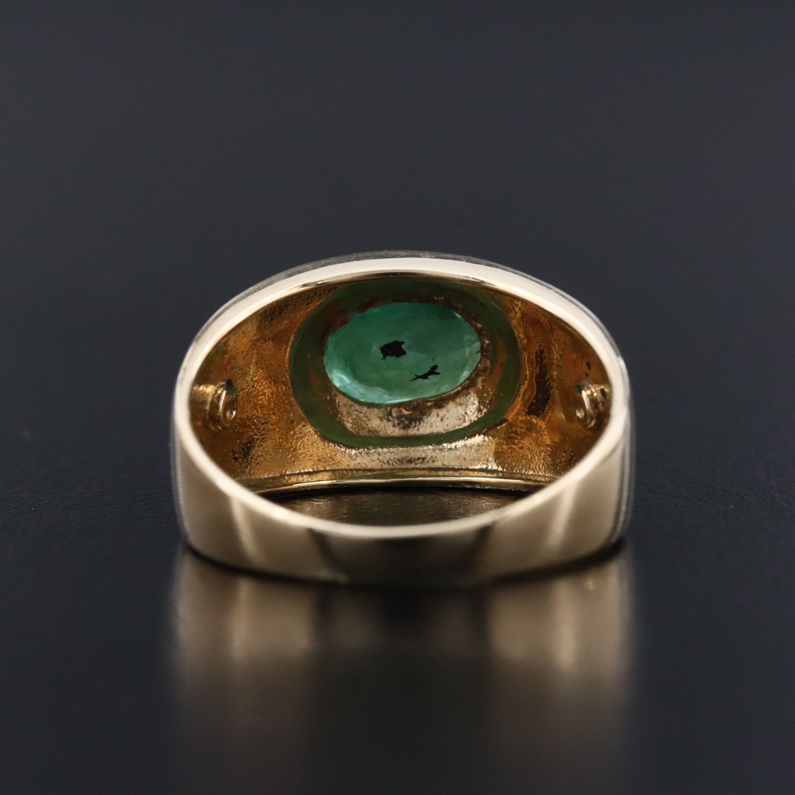 9K Emerald East-West Ring with Zircon Accents