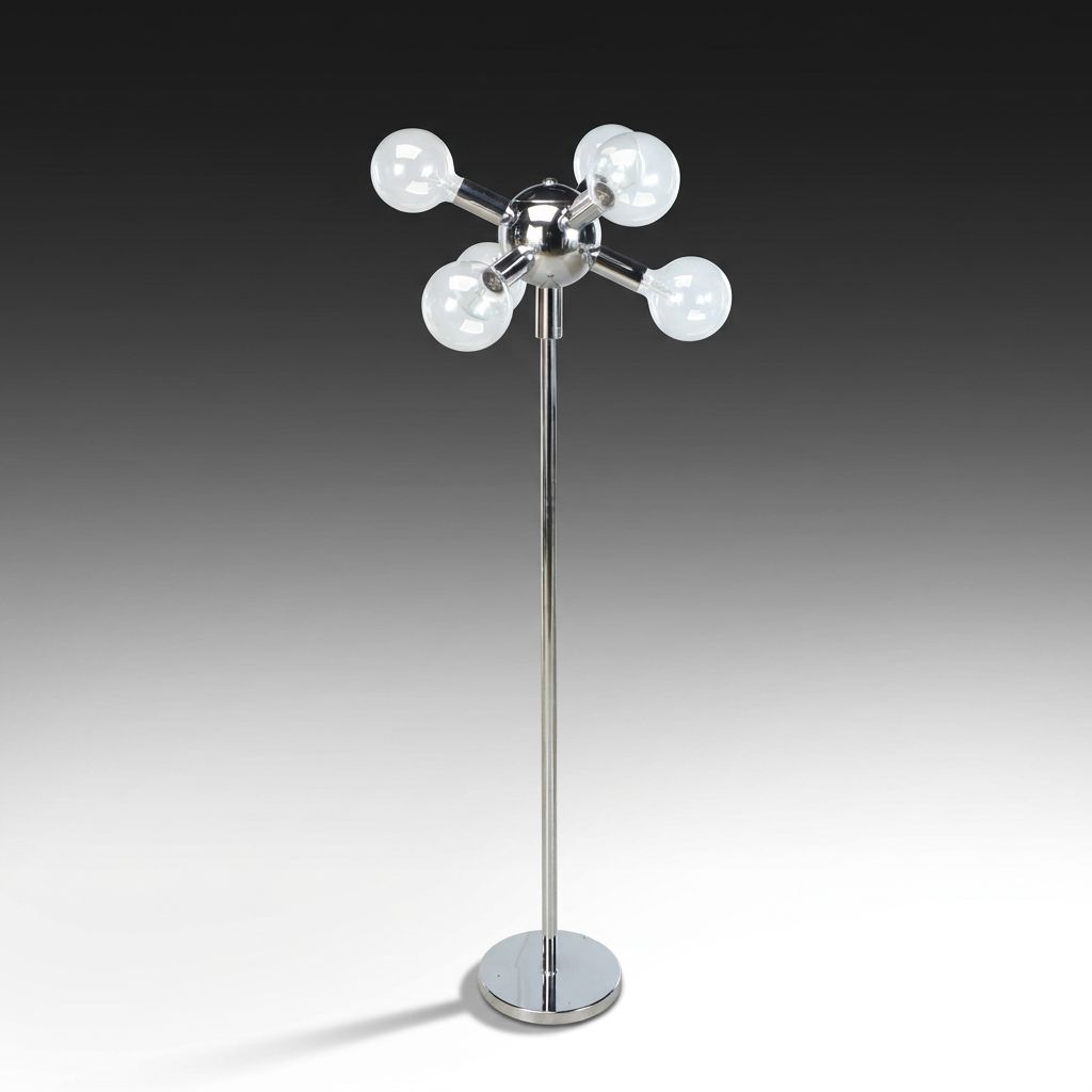 Italian Modern Style Chrome Sputnik Floor Lamp, Vintage