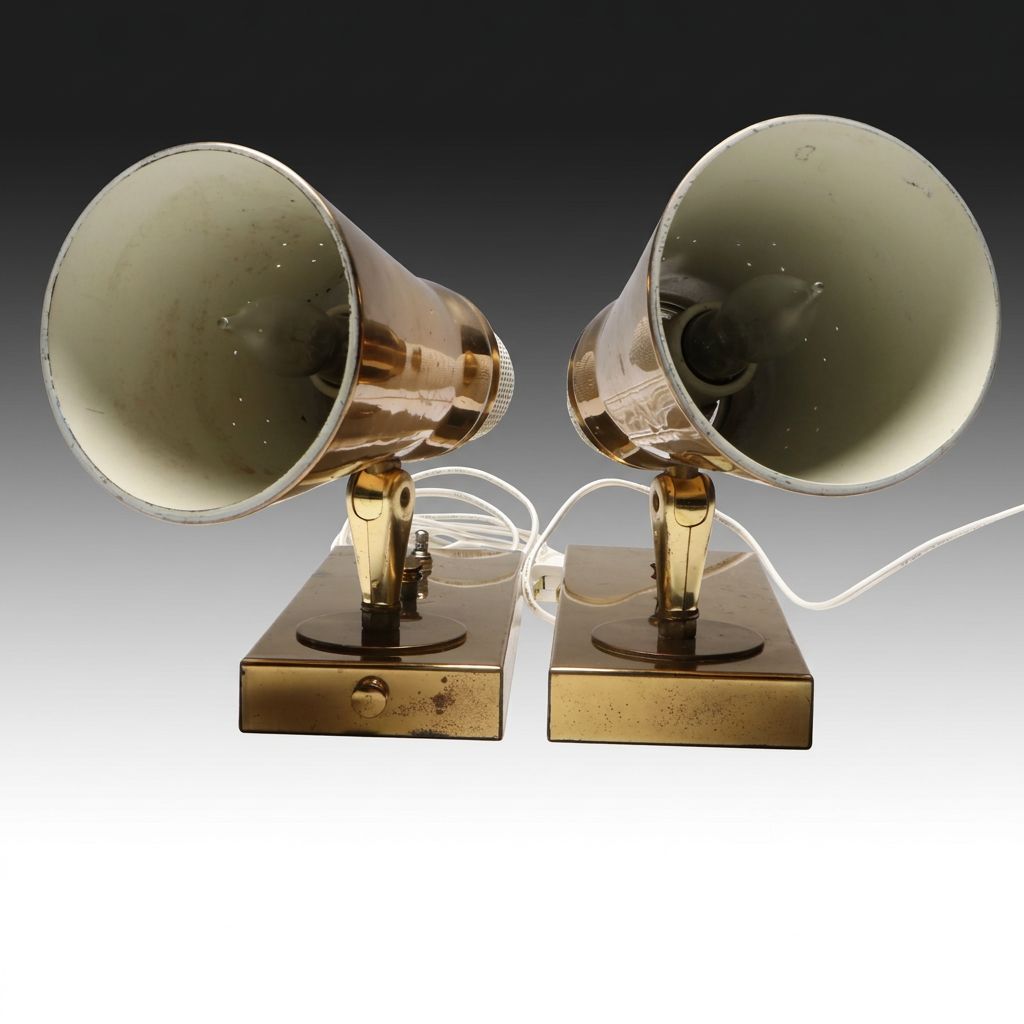 Pair of Mid Century Modern Style Brass Adjustable Wall Sconces