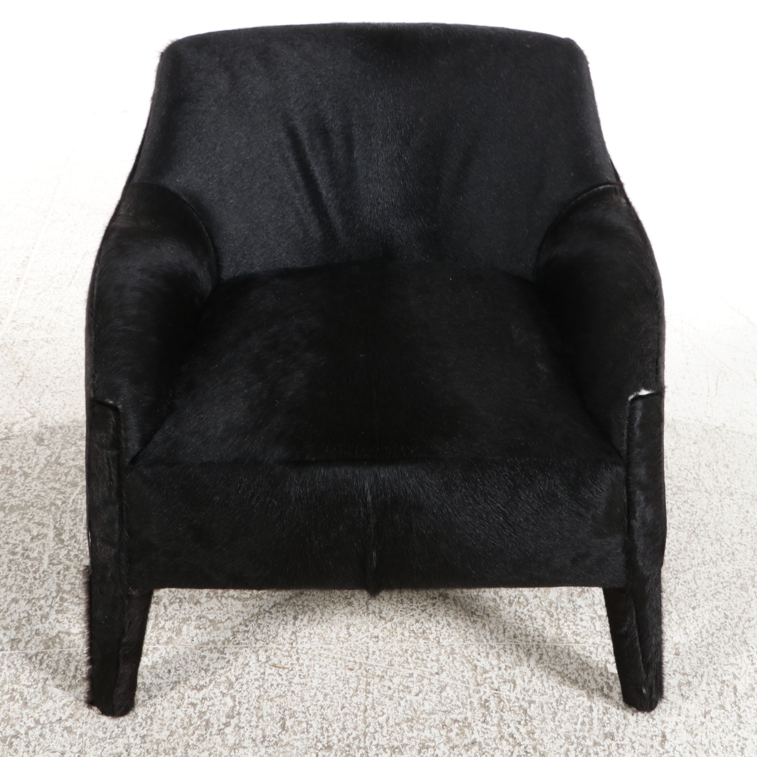 Verellen Belgian Modern Style Black Hair-on-Hide Club Chair, 21st Century