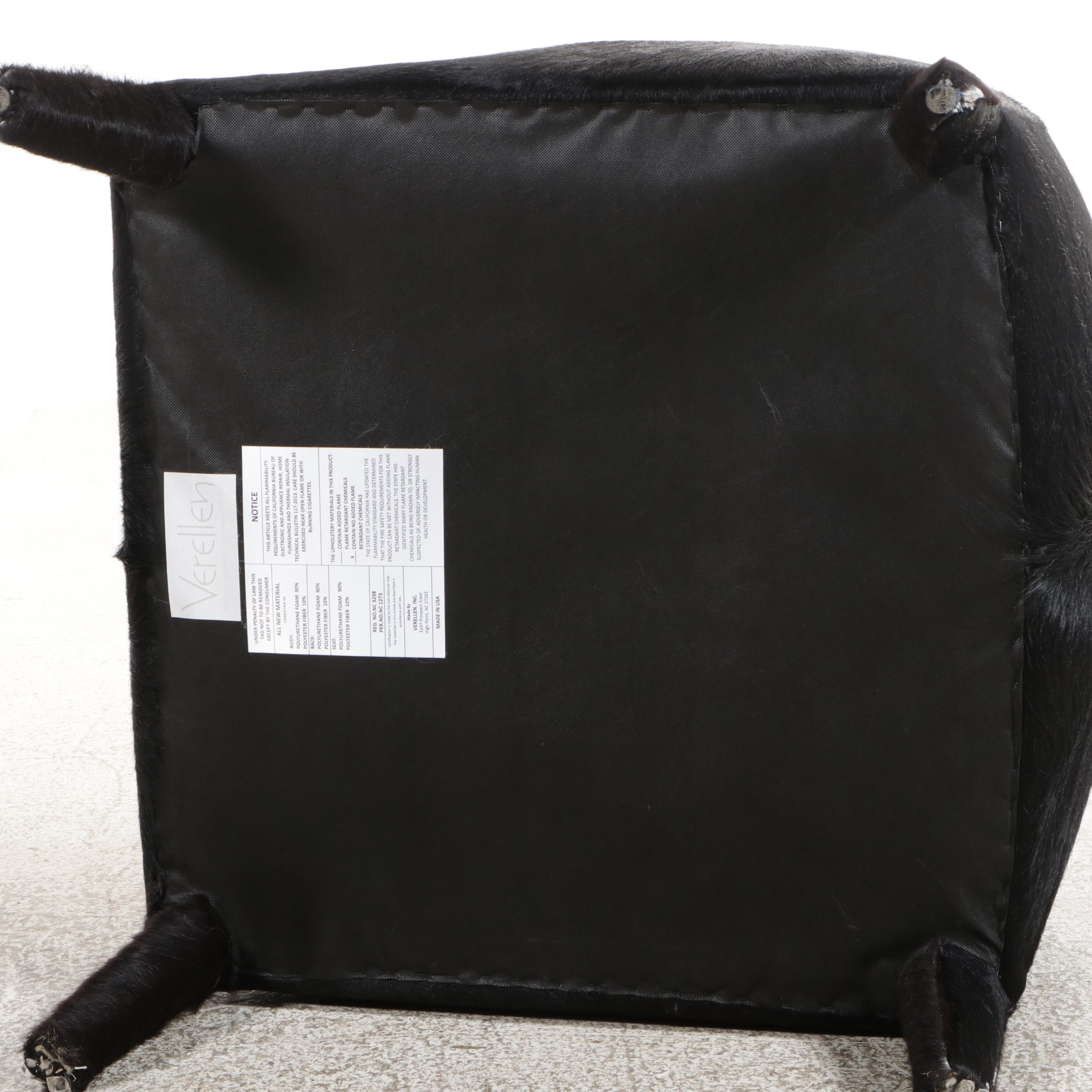 Verellen Belgian Modern Style Black Hair-on-Hide Club Chair, 21st Century