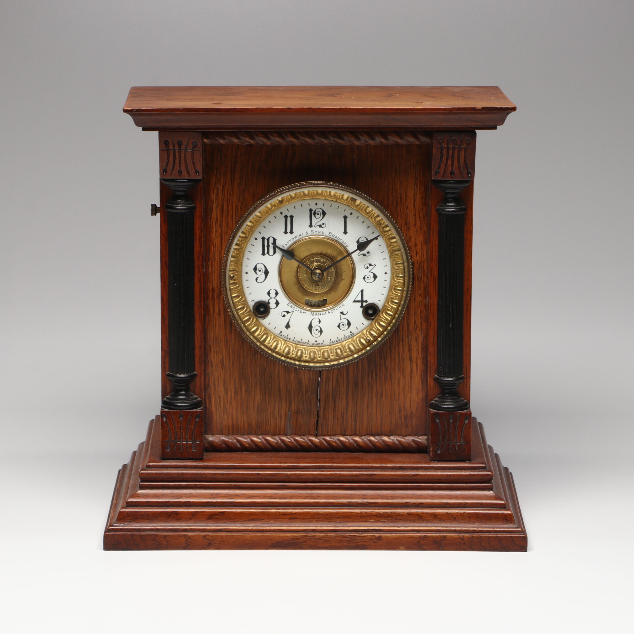 Fattorini & Sons English Wooden Mantel Clock