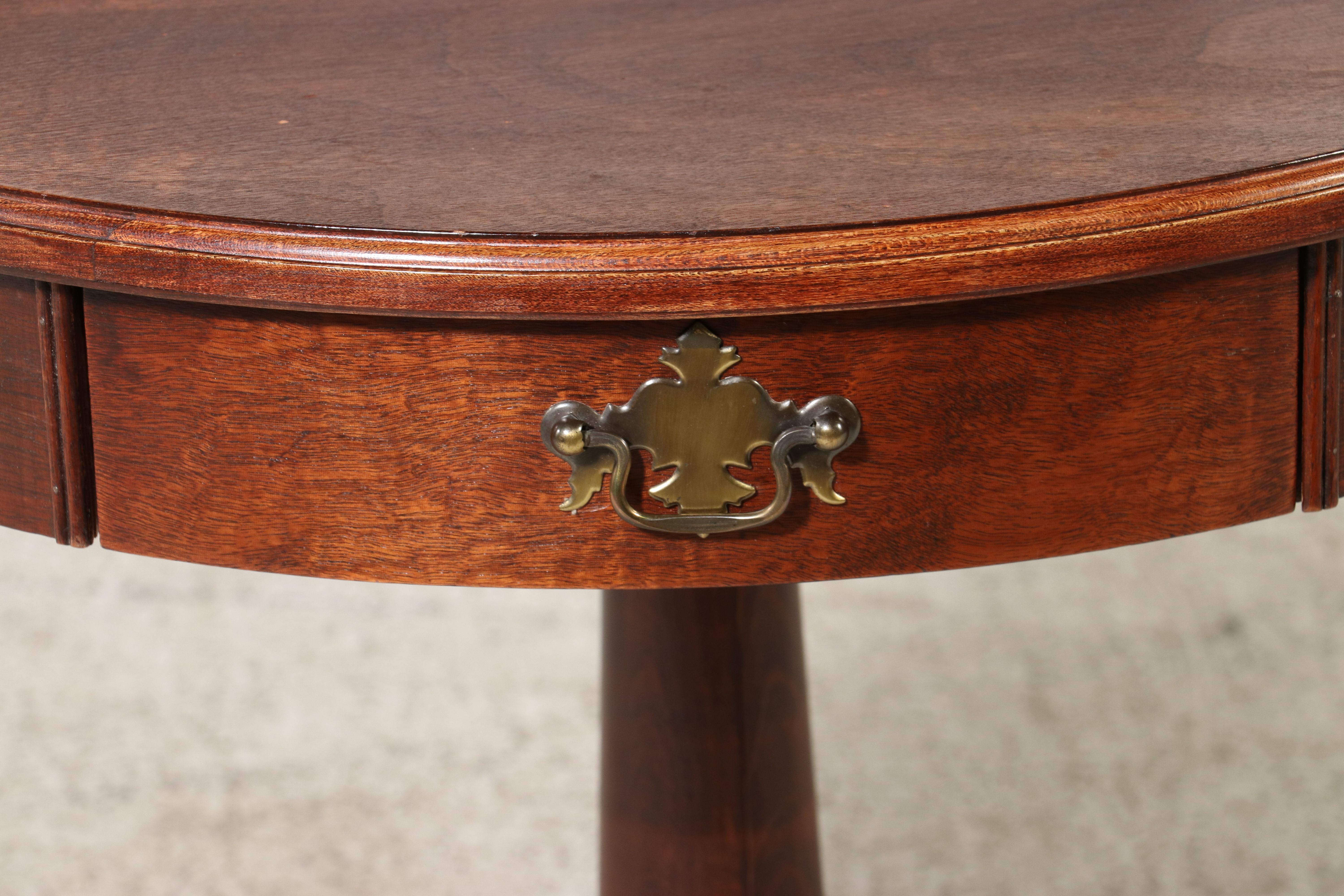 Mersman Duncan Phyfe Style Pedestal Drum Table with Carved Tripod Base