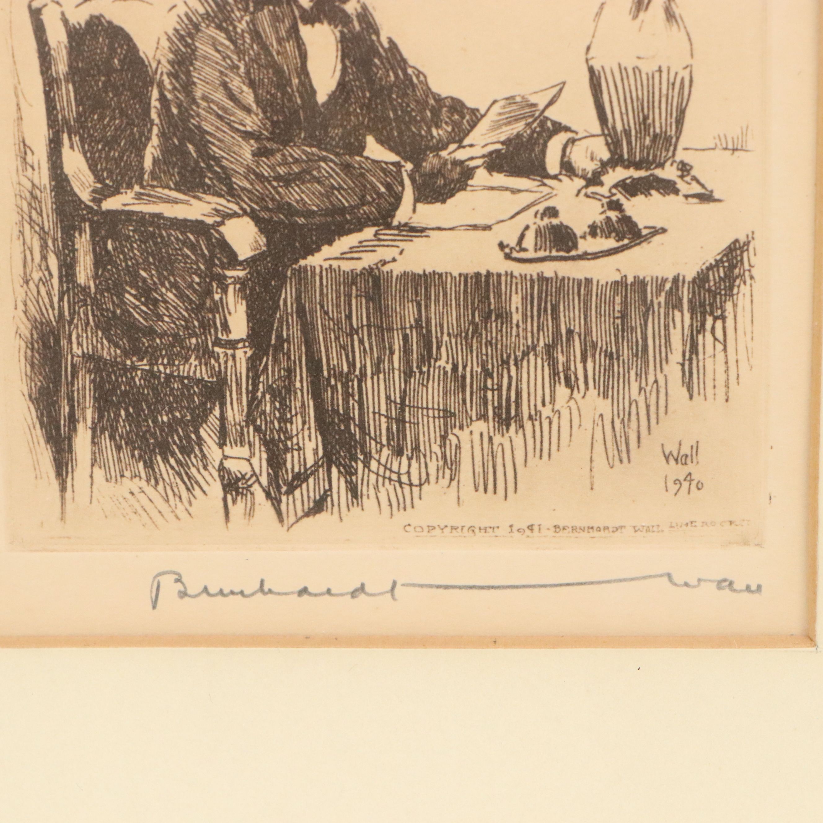 Bernhardt Wall Etching of Abraham Lincoln, 1941