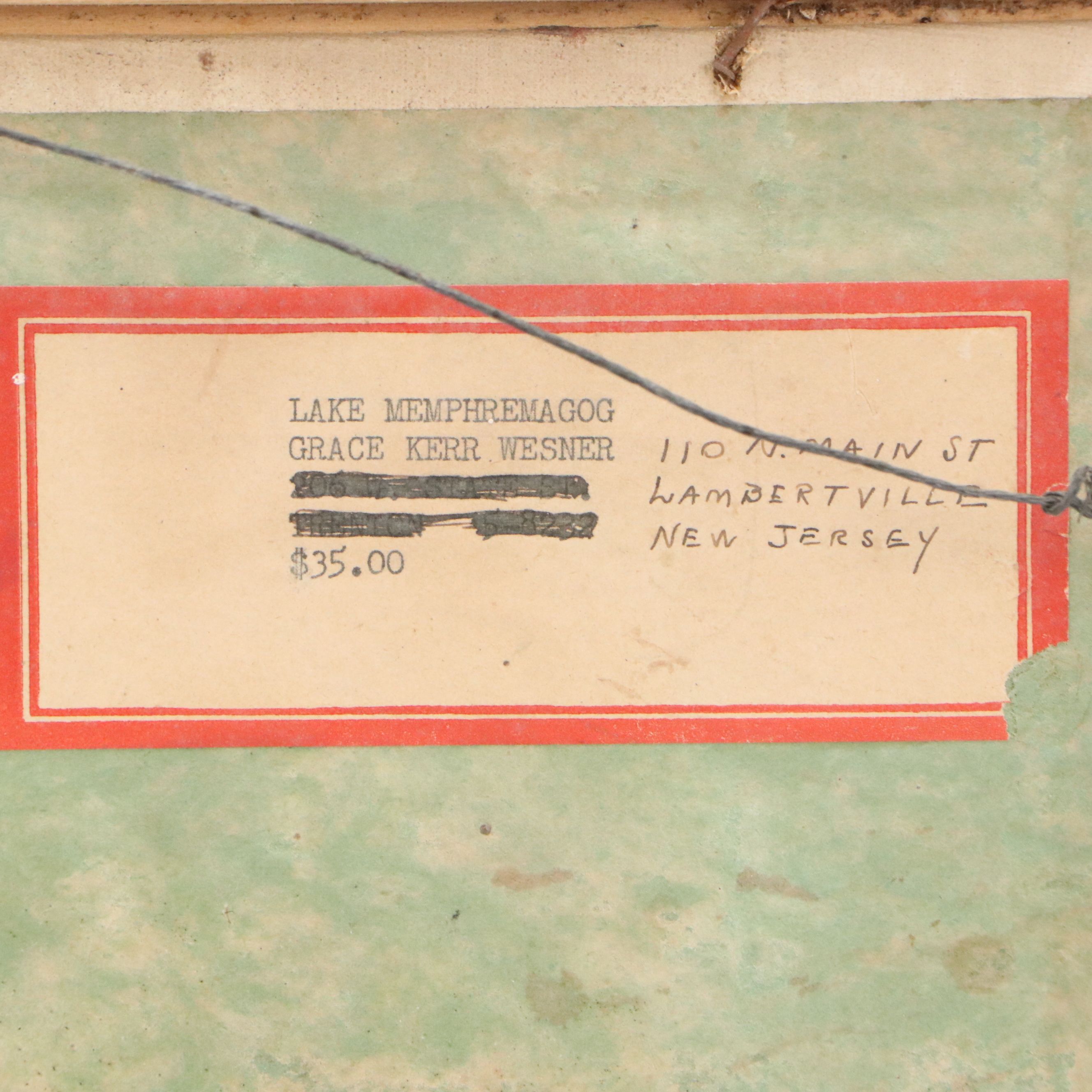 Grace Kerr Wesner Oil Painting "Lake Memphremagog," 1950