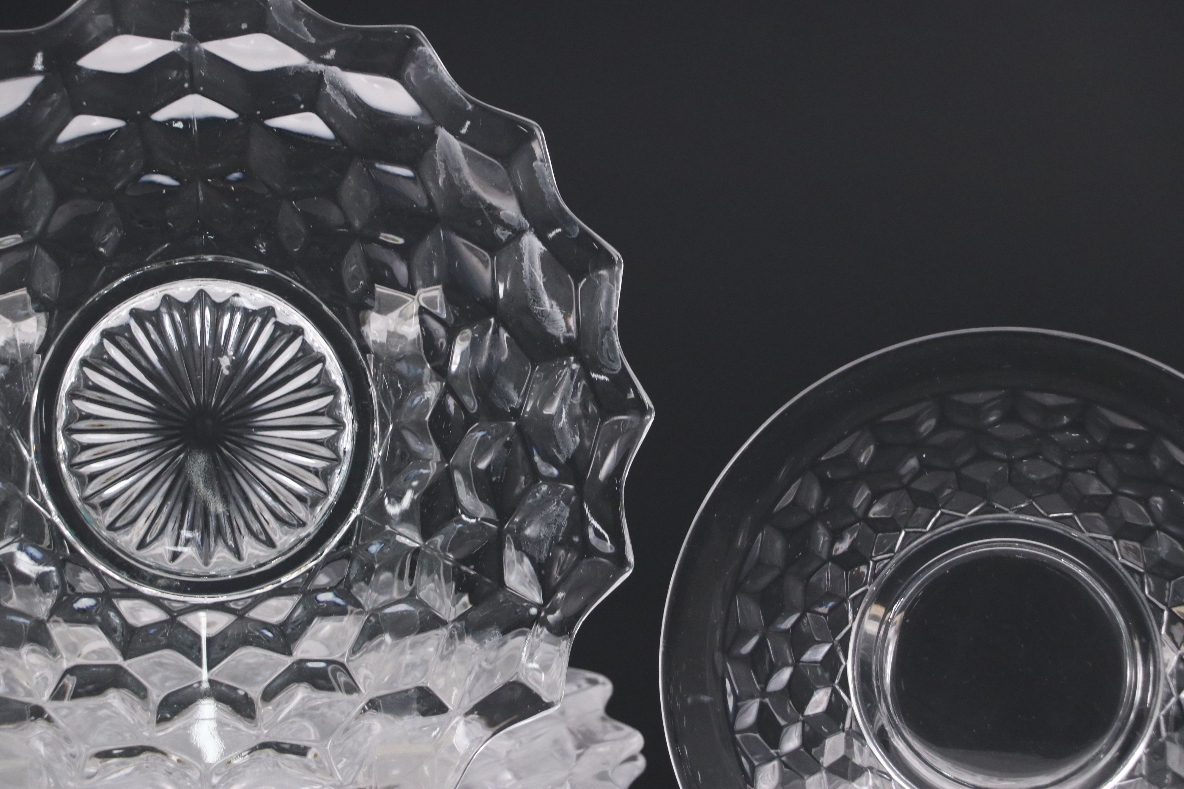 Fostoria "American Clear" Glass Dinnerware with Colony "Whitehall" Saucers