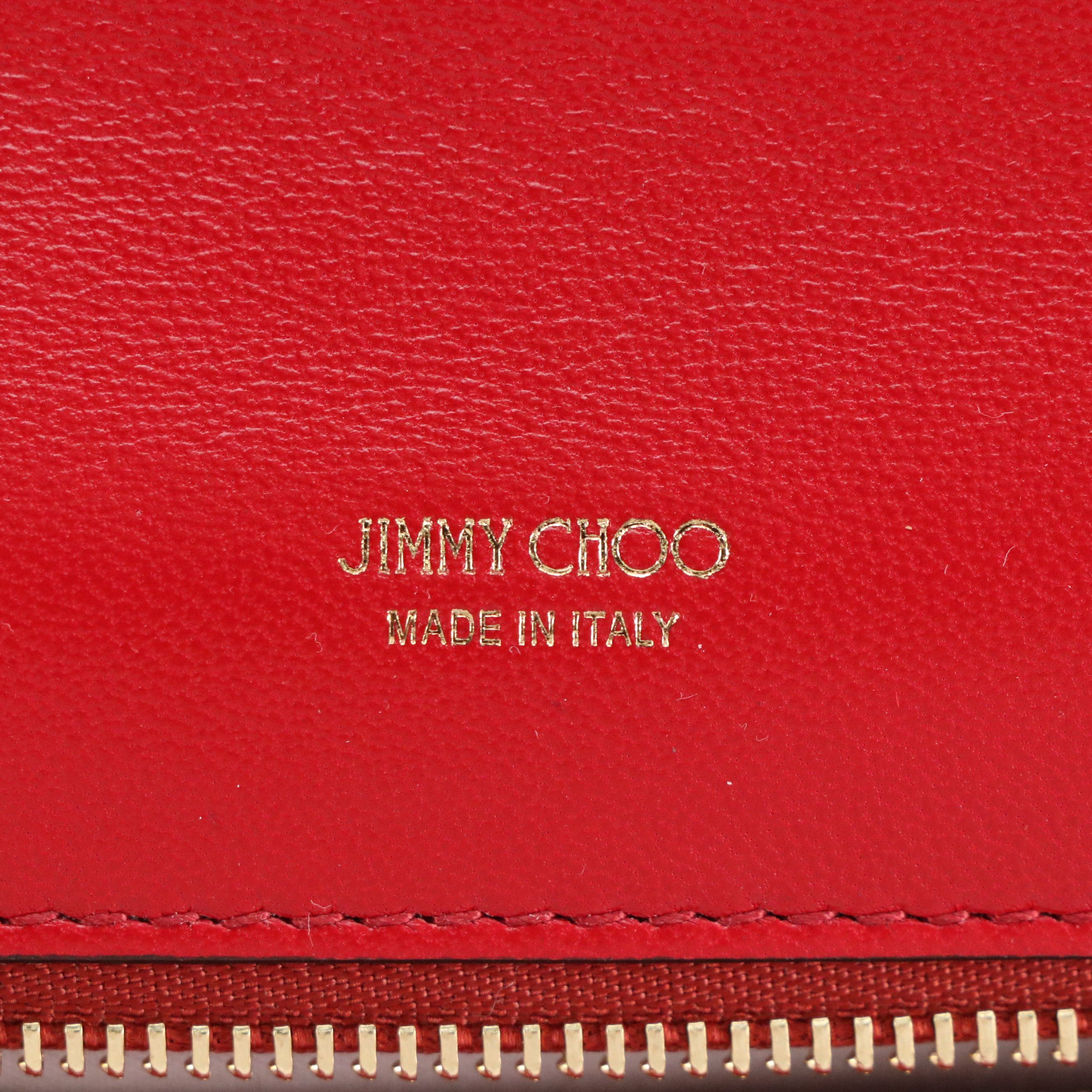 Jimmy Choo Varenne Wallet on Chain in Red Quilted Velvet, With Box