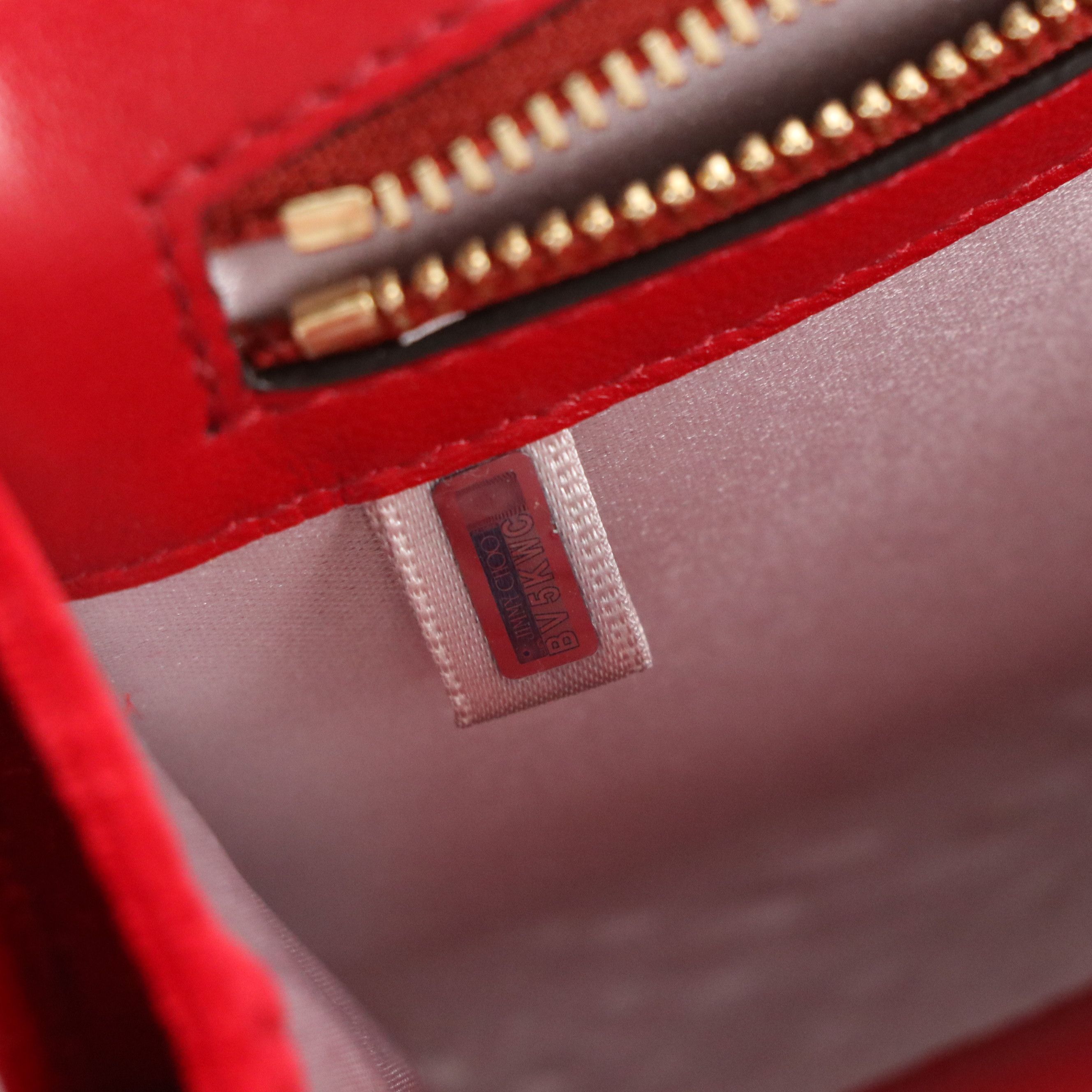 Jimmy Choo Varenne Wallet on Chain in Red Quilted Velvet, With Box