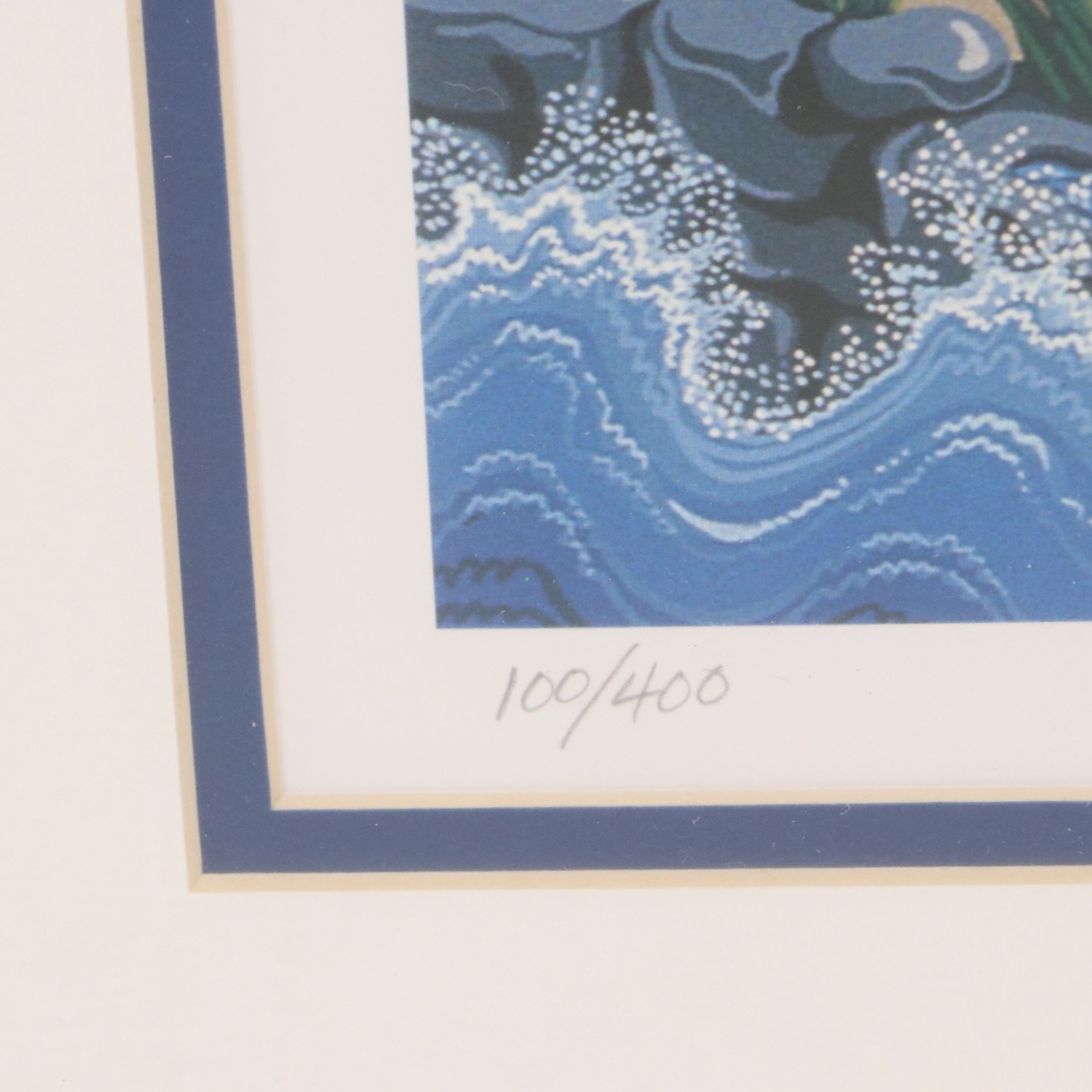 Ann Thompson Offset Lithograph of Folk Art Style Coastal Residence