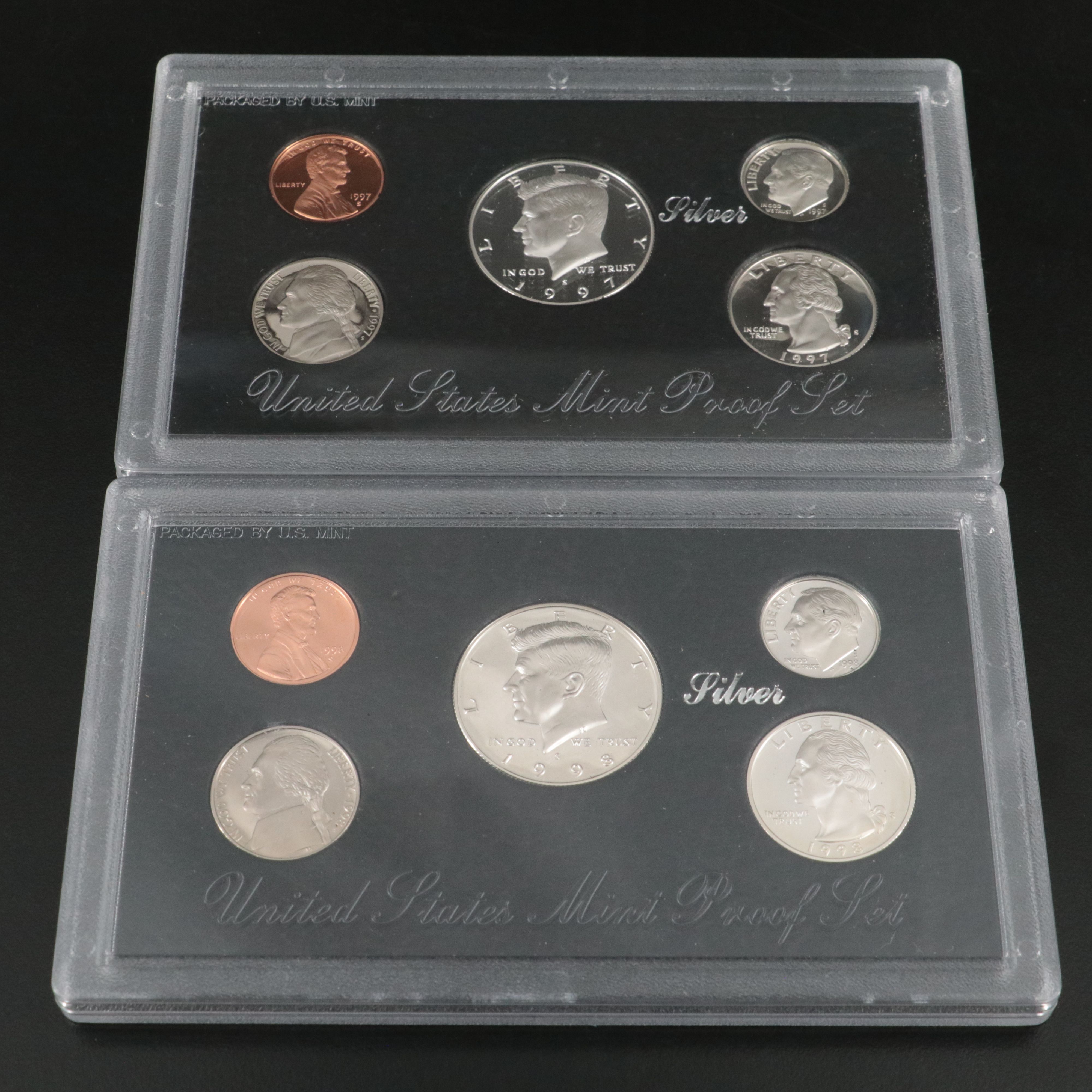 Three United States Modern Silver Proof Sets, 1996, 1997, and 1998