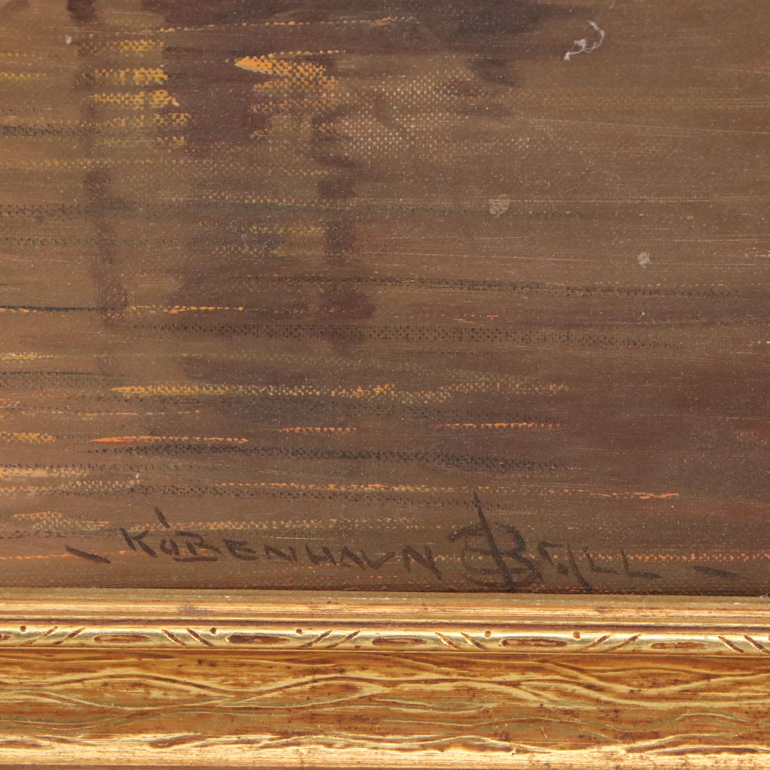 Copenhagen Harbor Scene Oil Painting