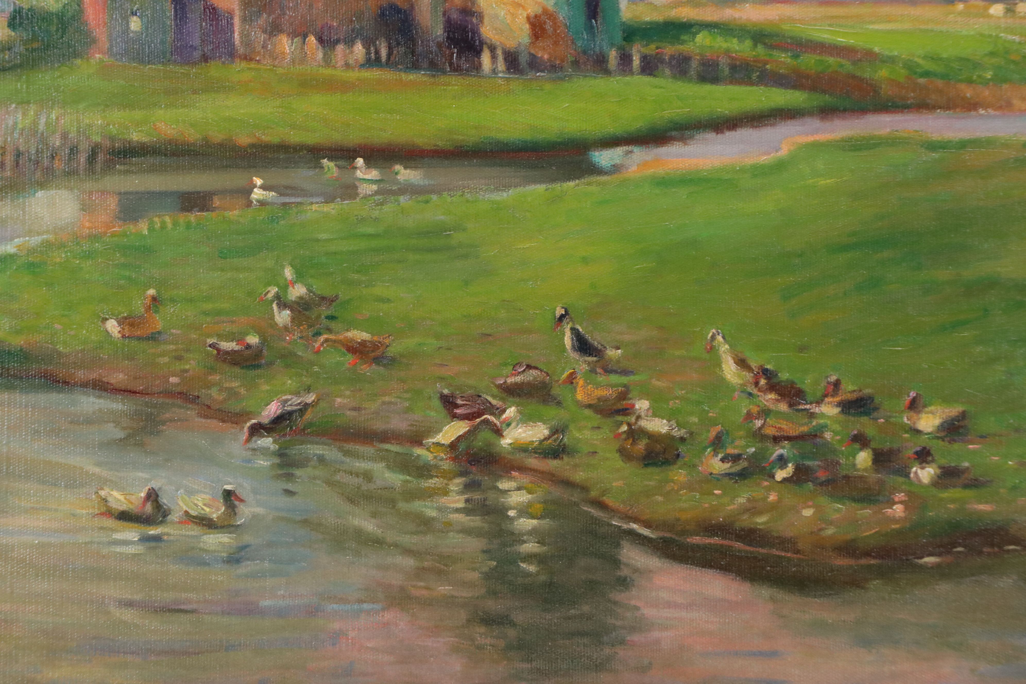 John Rettig Oil Painting "Mill Near Monnickendam, Holland," 1914