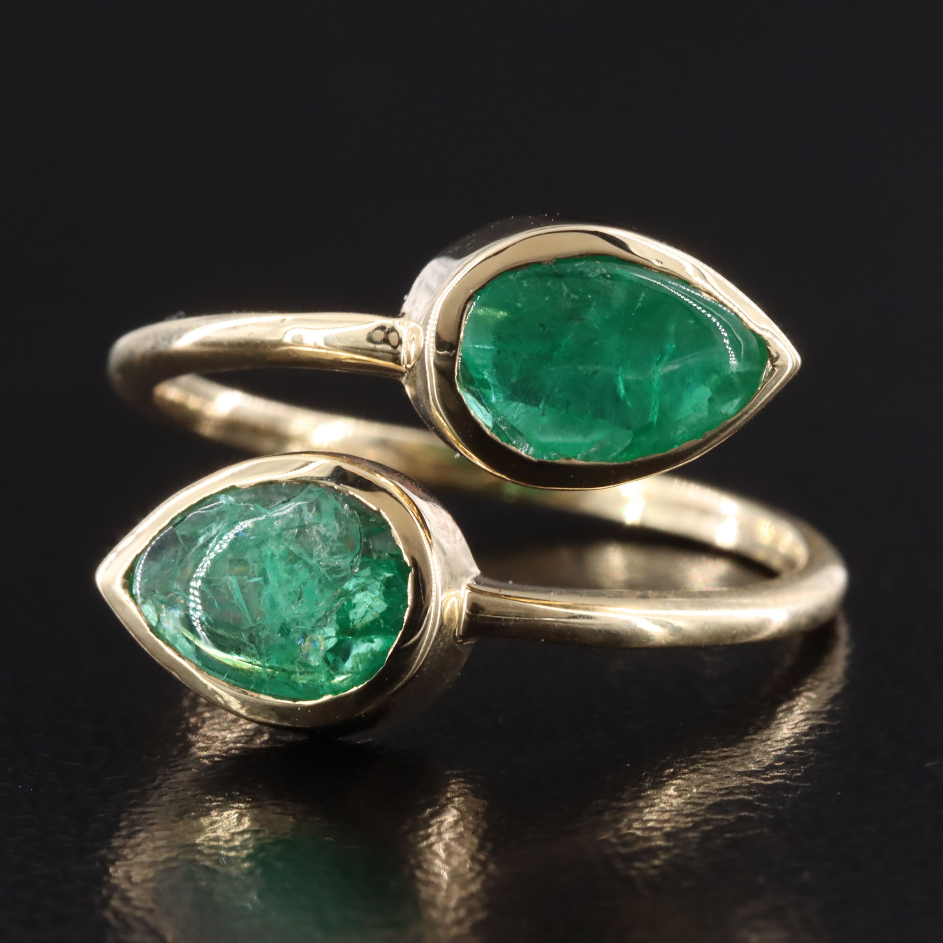 14K 1.82 CTW Emerald Toi et Moi Ring