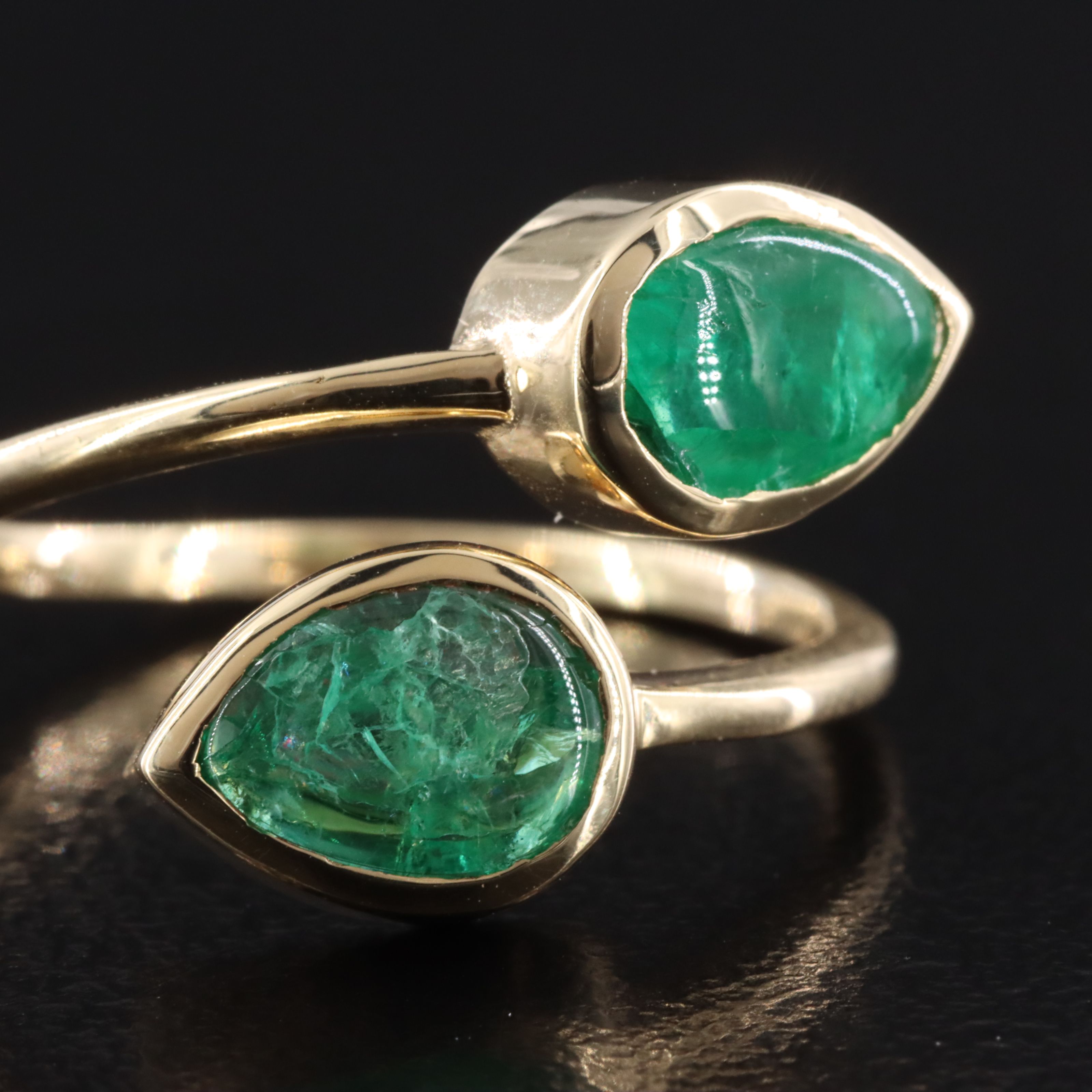 14K 1.82 CTW Emerald Toi et Moi Ring