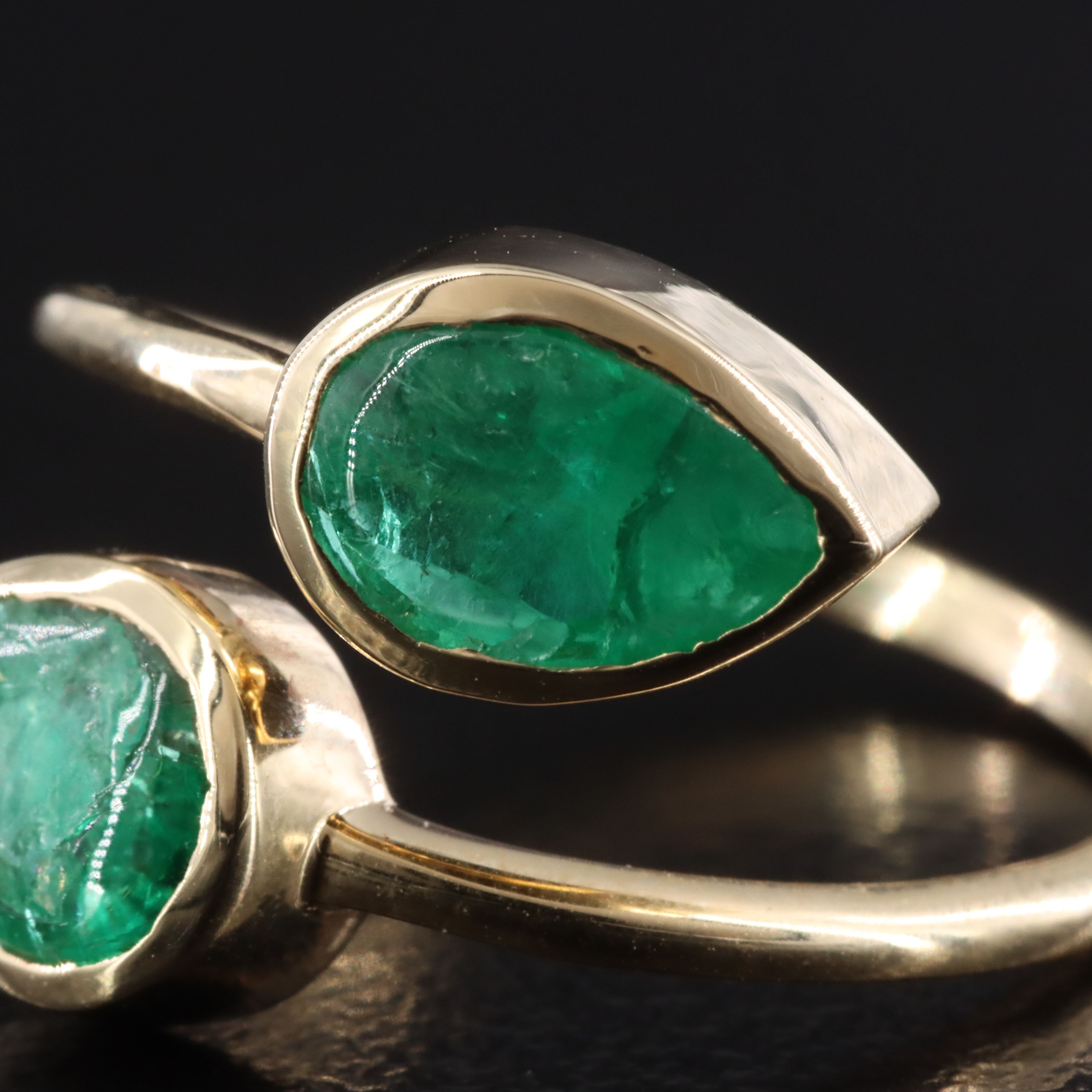 14K 1.82 CTW Emerald Toi et Moi Ring