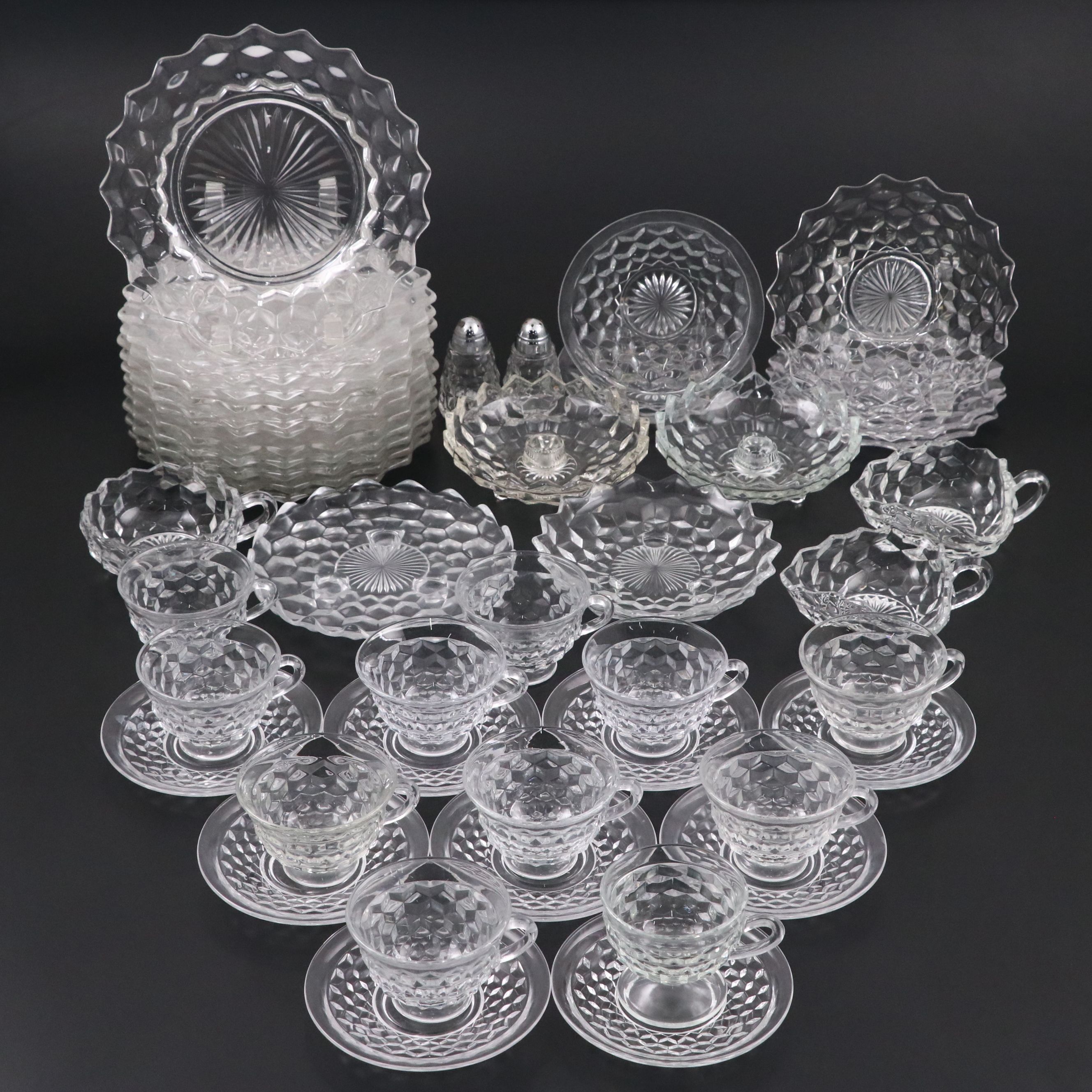 Fostoria "American Clear" Glassware with More Colony "Whitehall Clear" Serveware