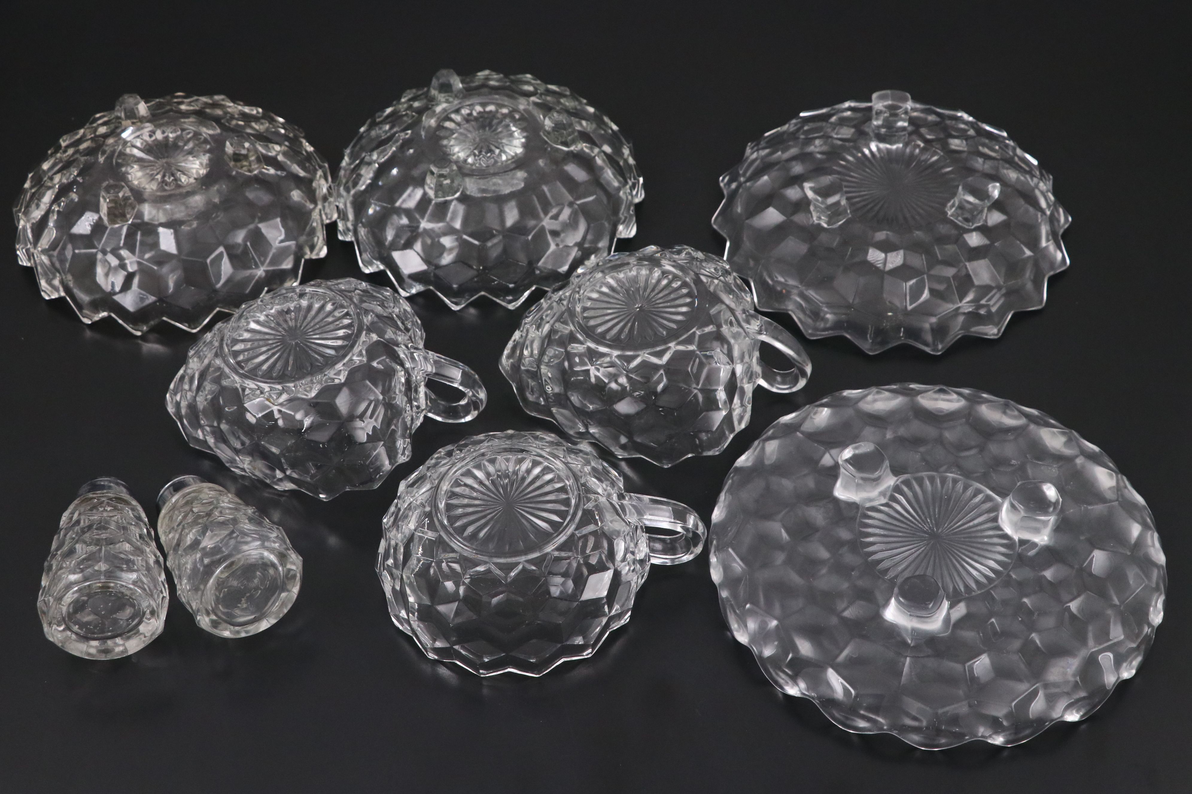 Fostoria "American Clear" Glassware with More Colony "Whitehall Clear" Serveware