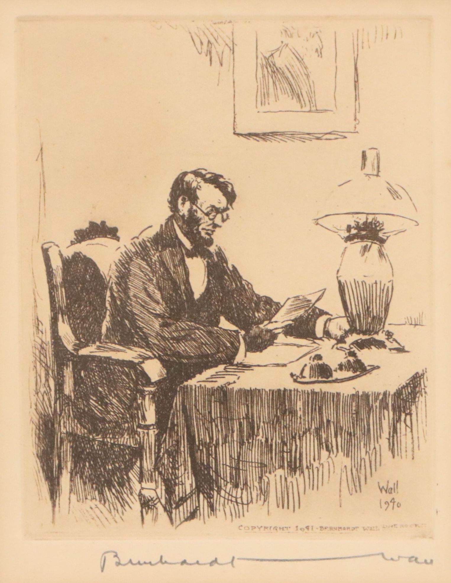 Bernhardt Wall Etching of Abraham Lincoln, 1941