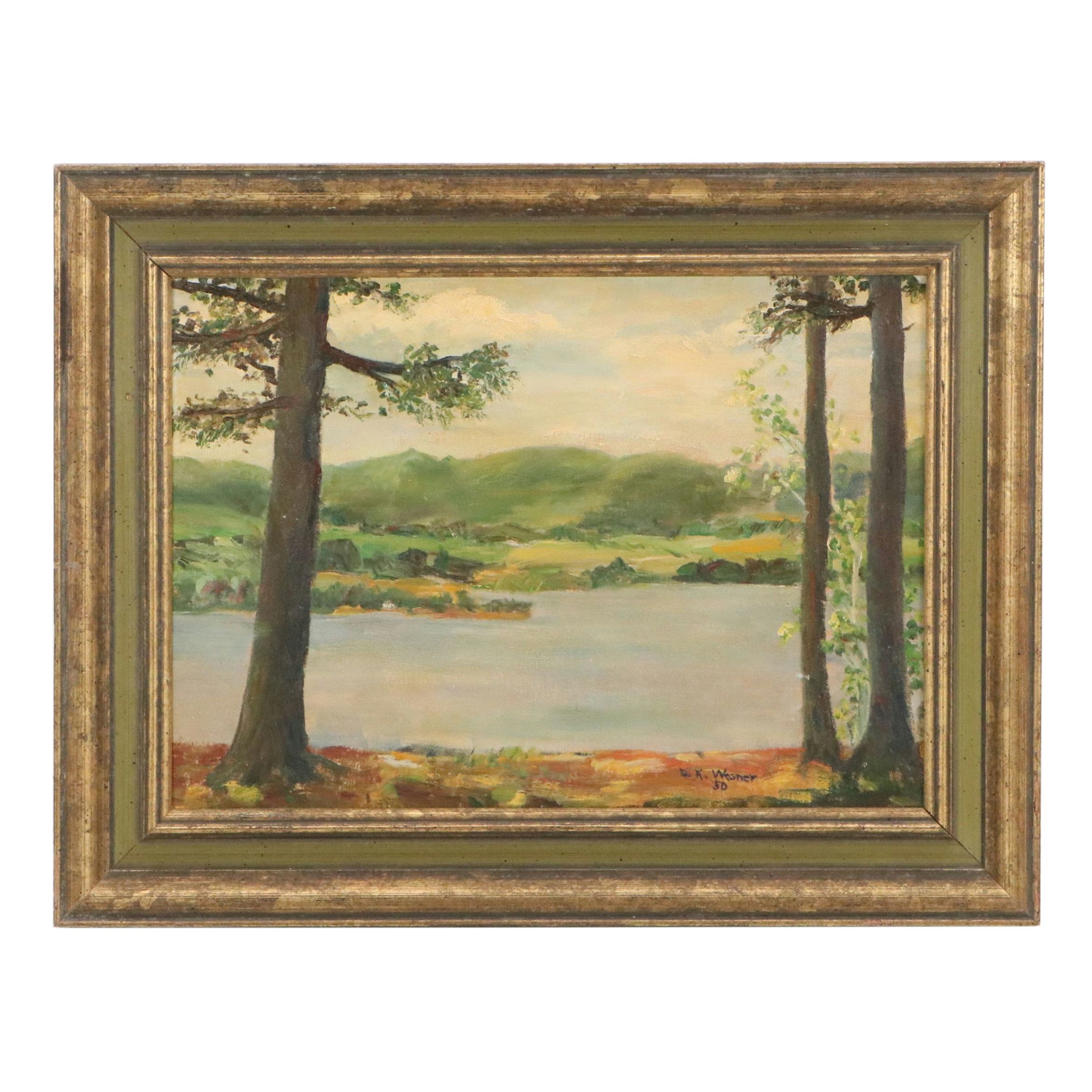 Grace Kerr Wesner Oil Painting "Lake Memphremagog," 1950